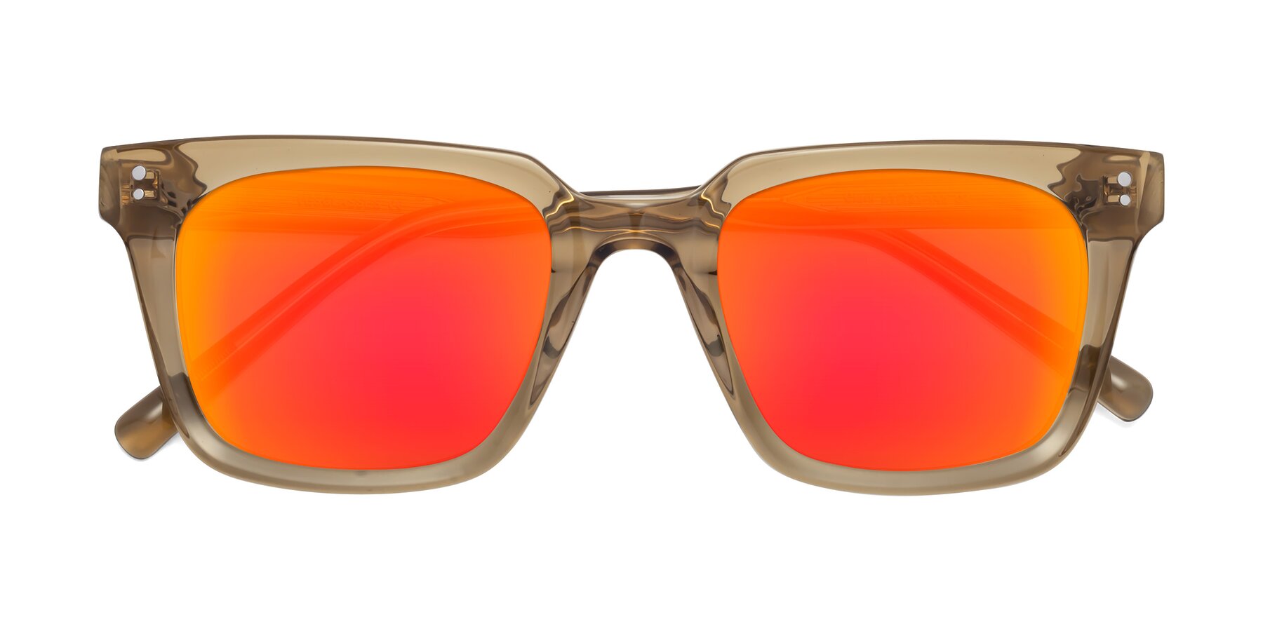 Folded Front of Clark in Tan with Red Gold Mirrored Lenses
