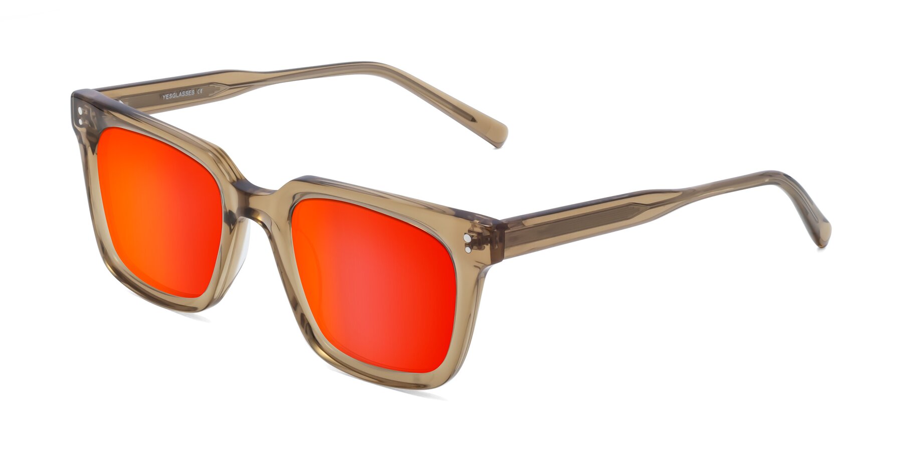 Angle of Clark in Tan with Red Gold Mirrored Lenses