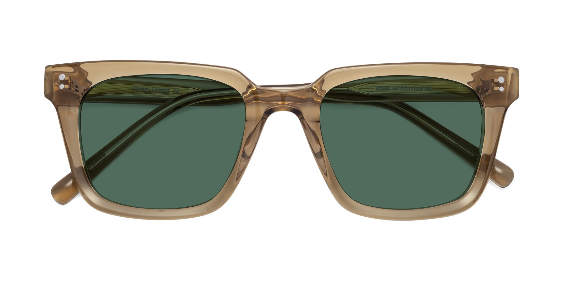 Folded Front of Clark in Tan with Green Polarized Lenses