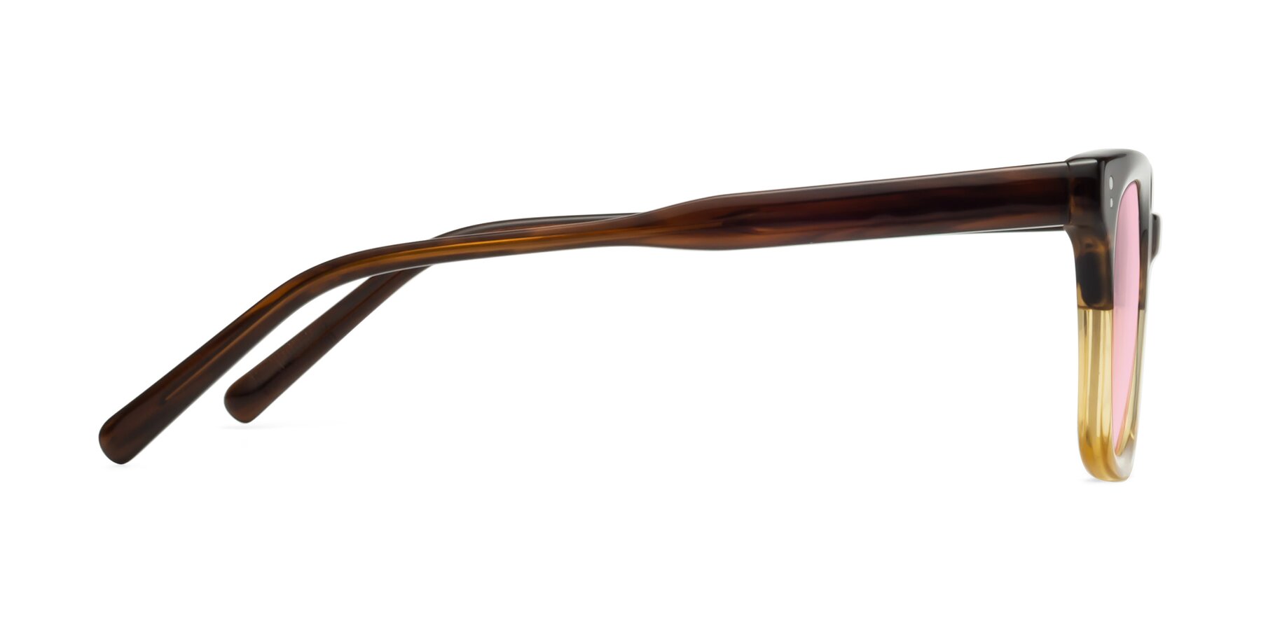 Side of Clark in Brown-Oak with Light Pink Tinted Lenses