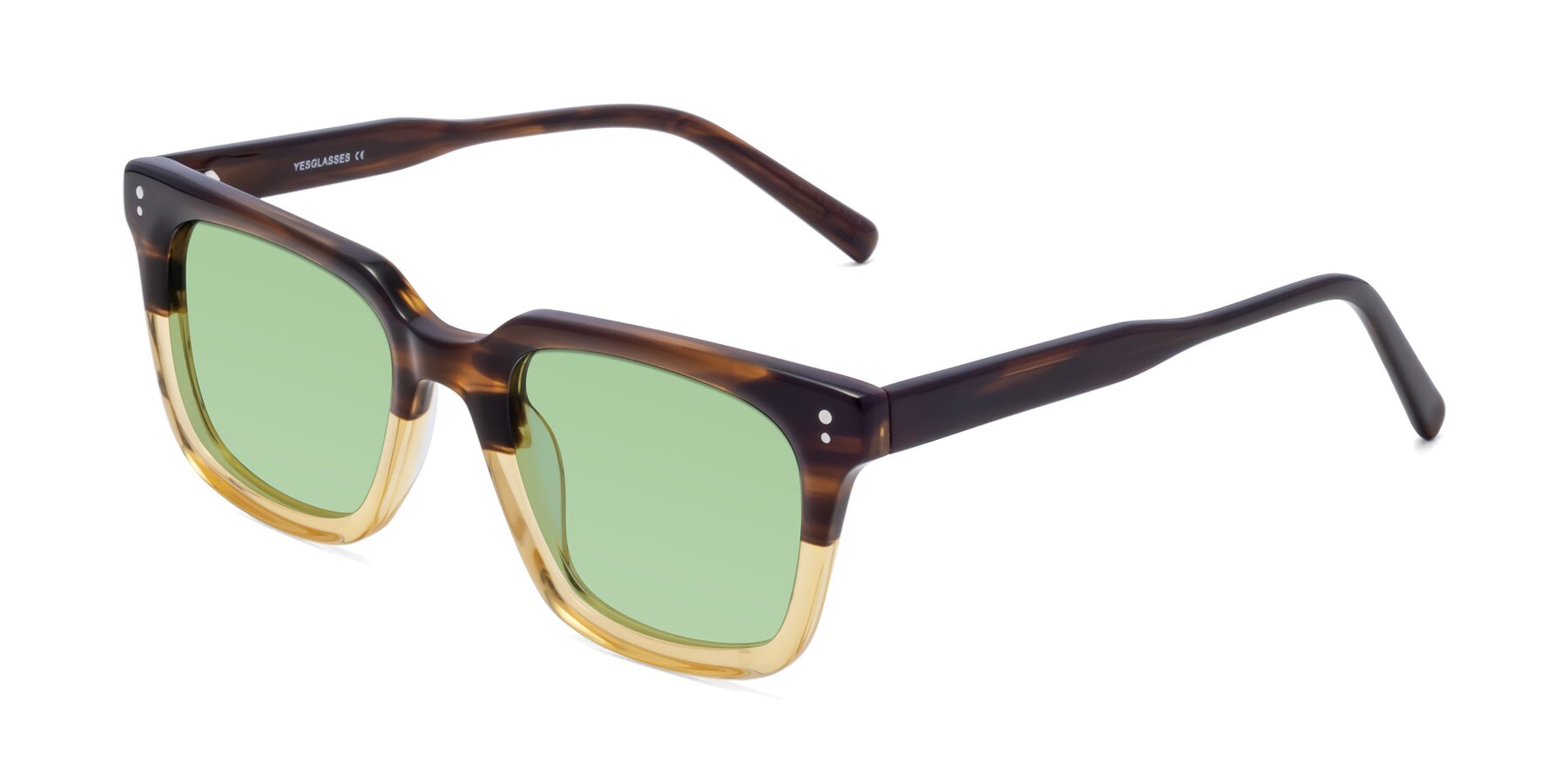 Angle of Clark in Brown-Oak with Medium Green Tinted Lenses