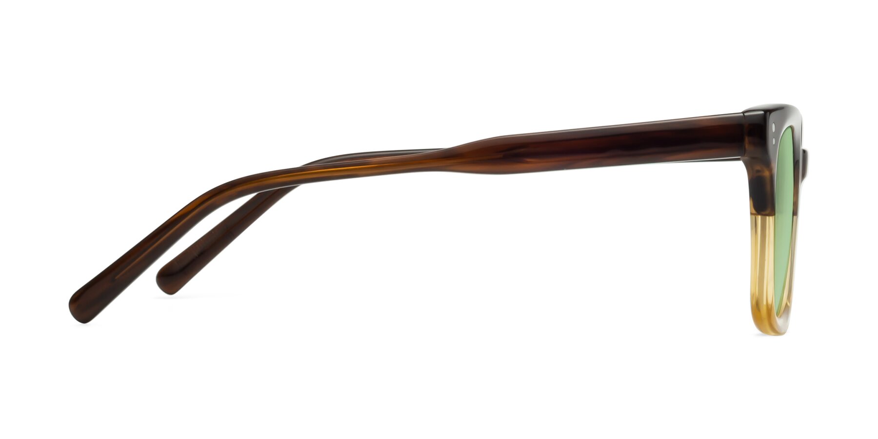 Side of Clark in Brown-Oak with Medium Green Tinted Lenses