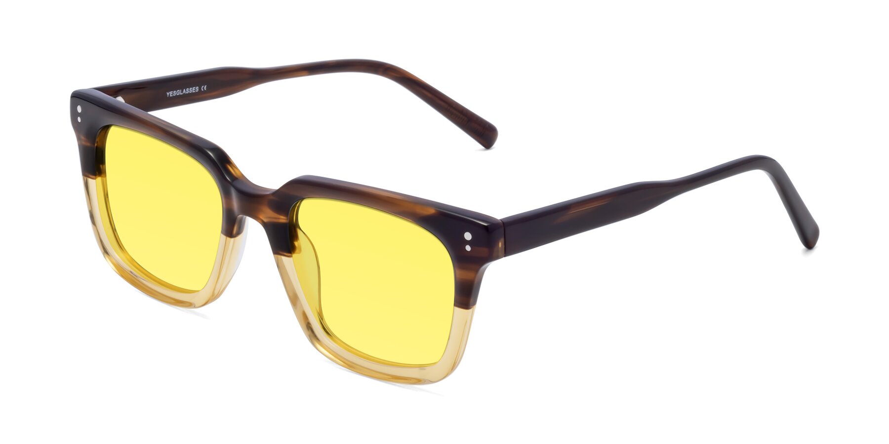 Angle of Clark in Brown-Oak with Medium Yellow Tinted Lenses