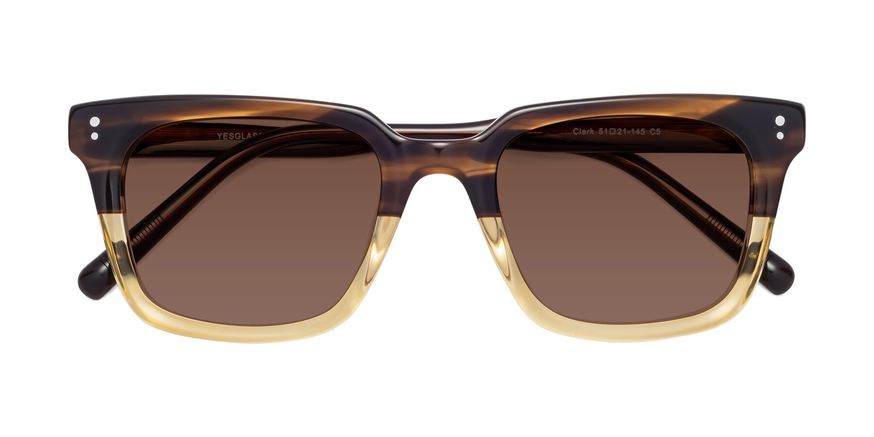 Folded Front of Clark in Brown-Oak with Brown Tinted Lenses
