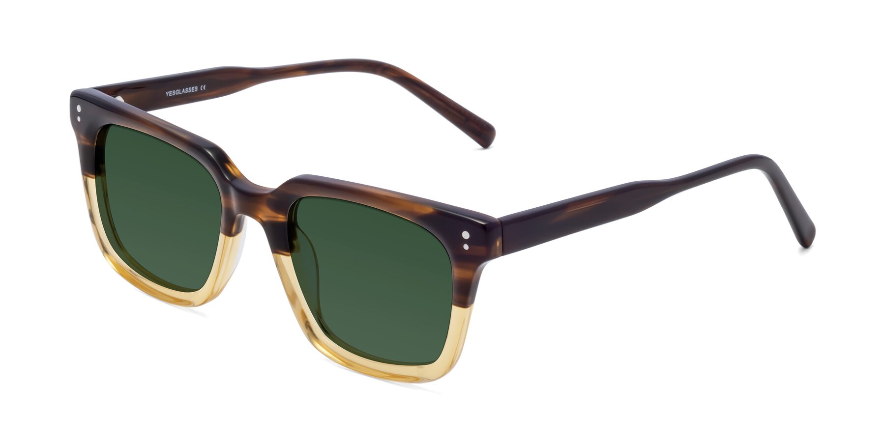Angle of Clark in Brown-Oak with Green Tinted Lenses