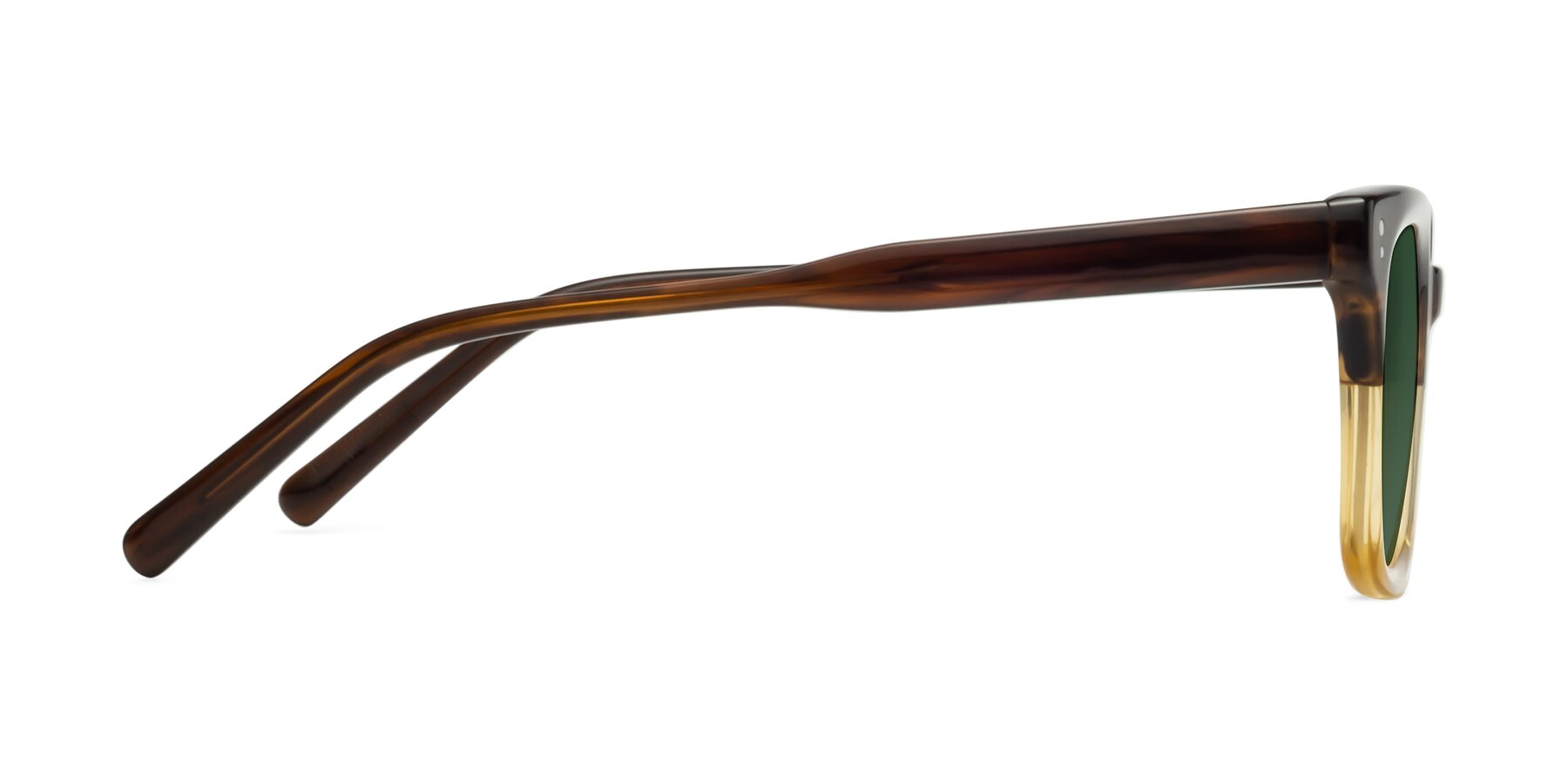 Side of Clark in Brown-Oak with Green Tinted Lenses