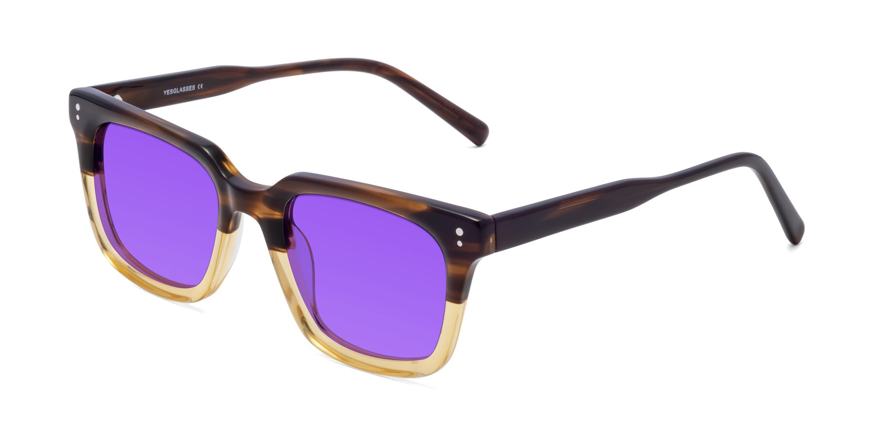 Angle of Clark in Brown-Oak with Purple Tinted Lenses