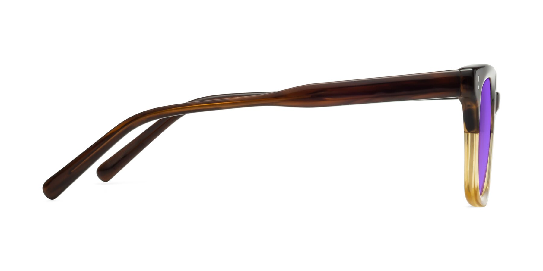 Side of Clark in Brown-Oak with Purple Tinted Lenses