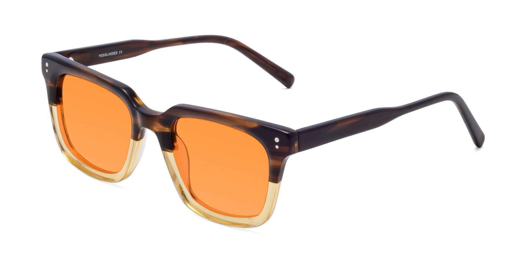 Angle of Clark in Brown-Oak with Orange Tinted Lenses