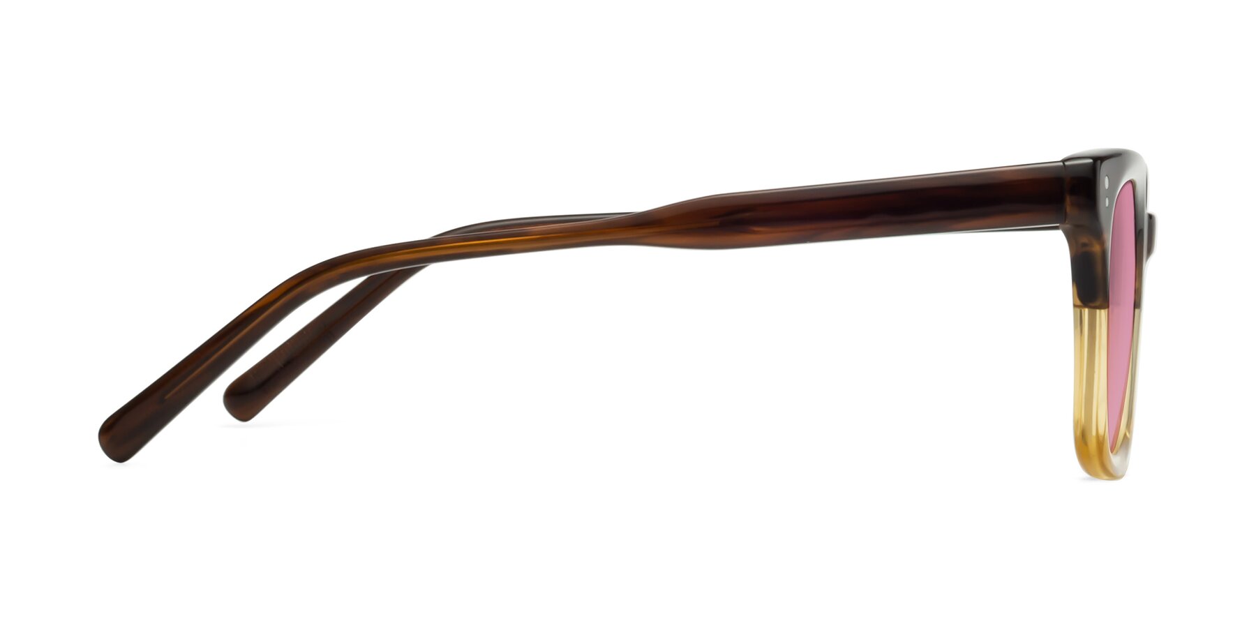 Side of Clark in Brown-Oak with Medium Wine Tinted Lenses