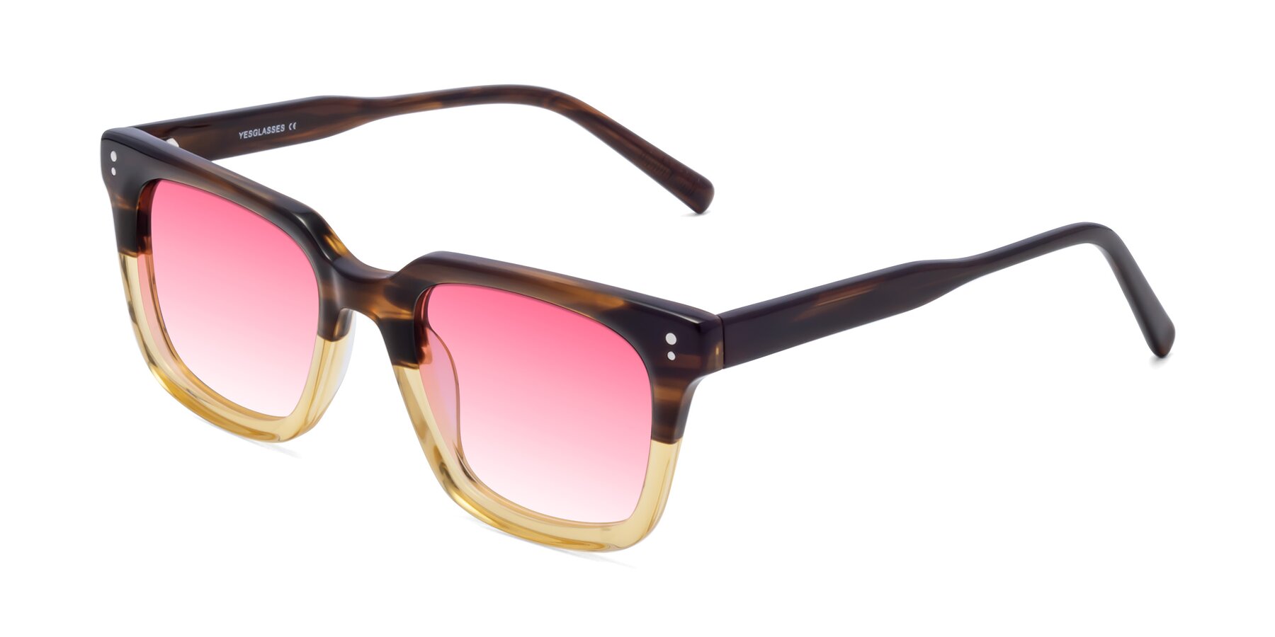 Angle of Clark in Brown-Oak with Pink Gradient Lenses