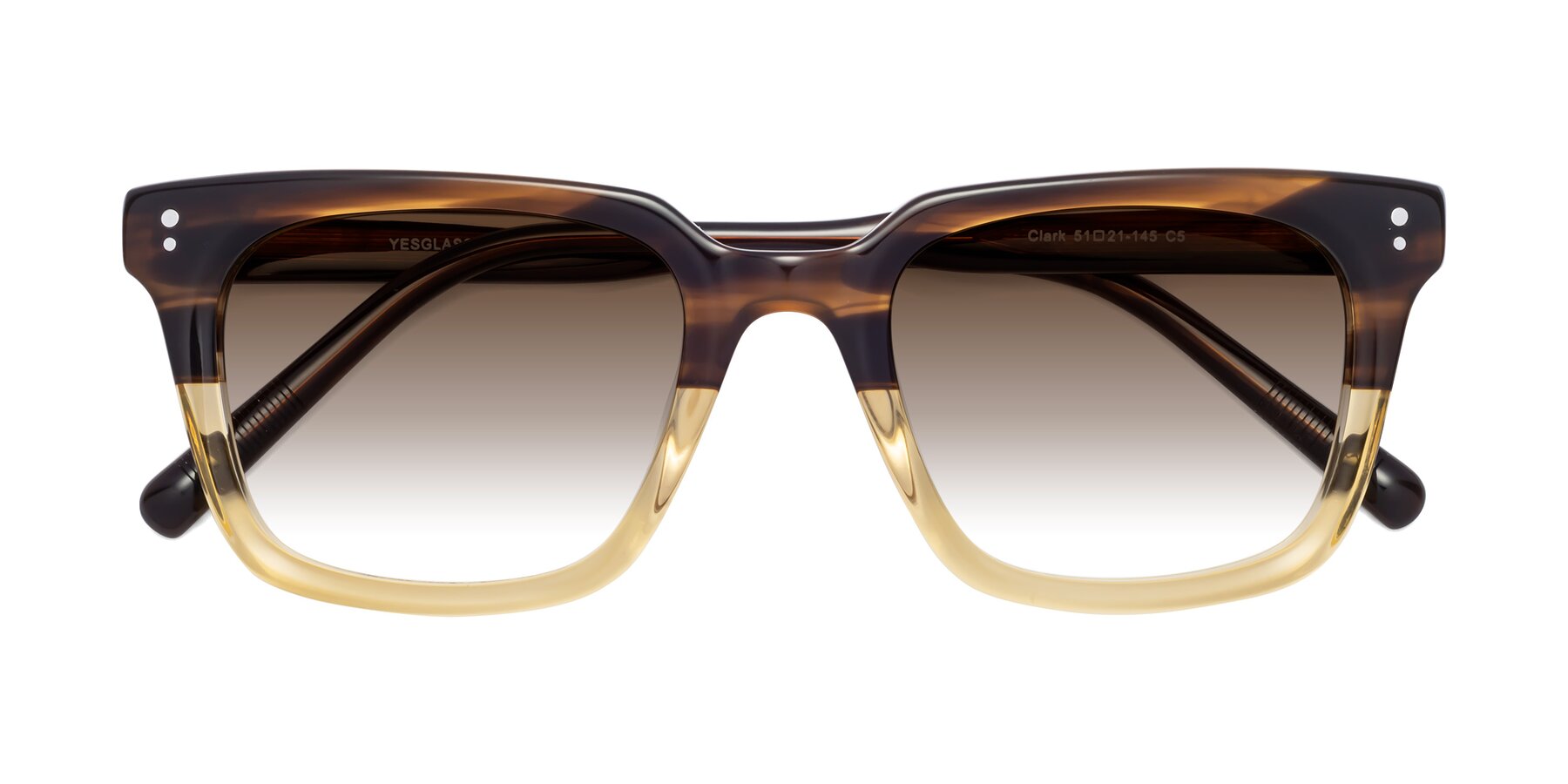 Folded Front of Clark in Brown-Oak with Brown Gradient Lenses