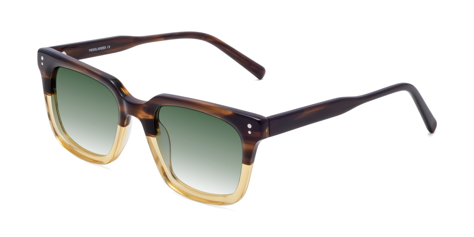 Angle of Clark in Brown-Oak with Green Gradient Lenses