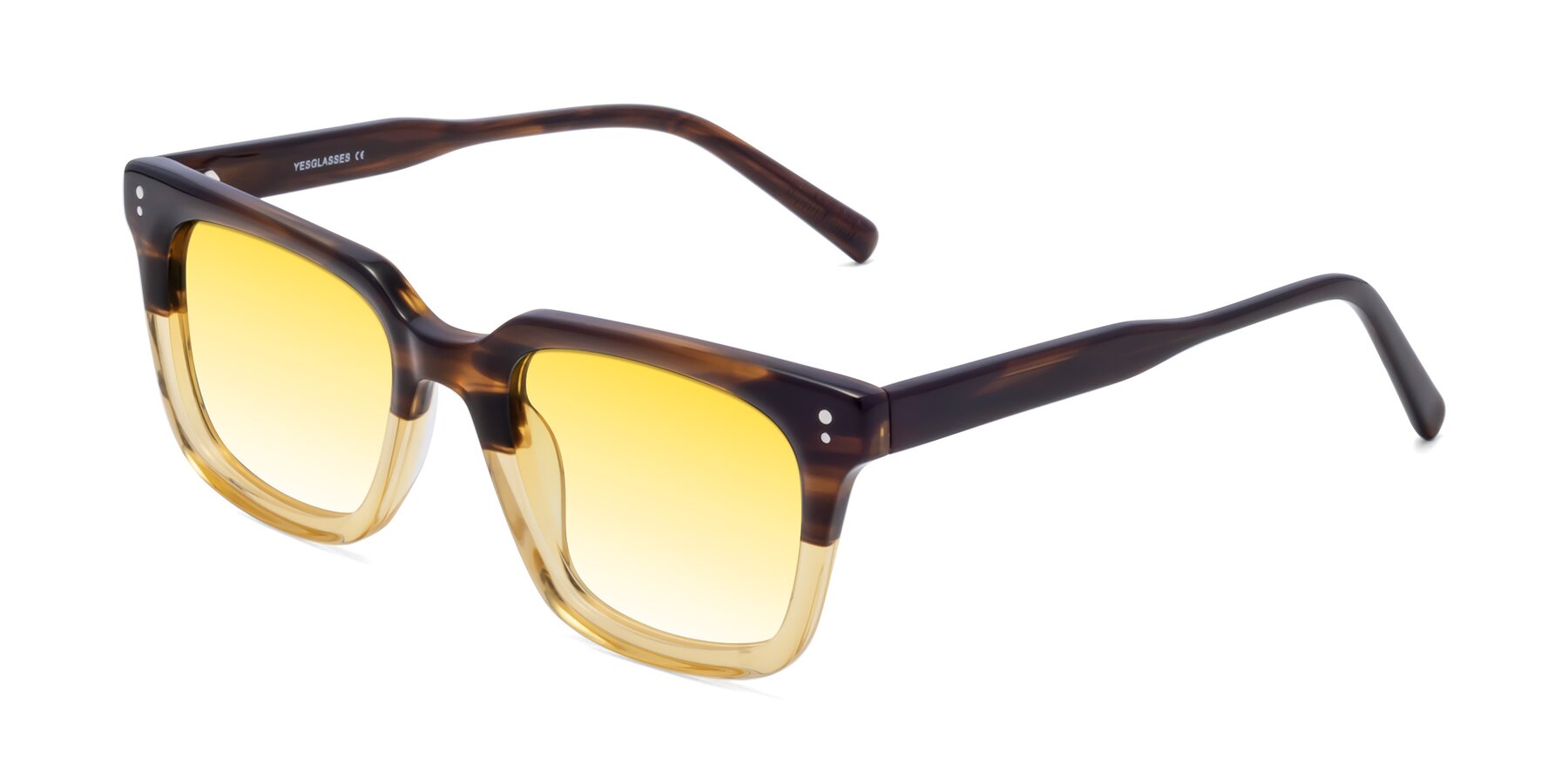 Angle of Clark in Brown-Oak with Yellow Gradient Lenses