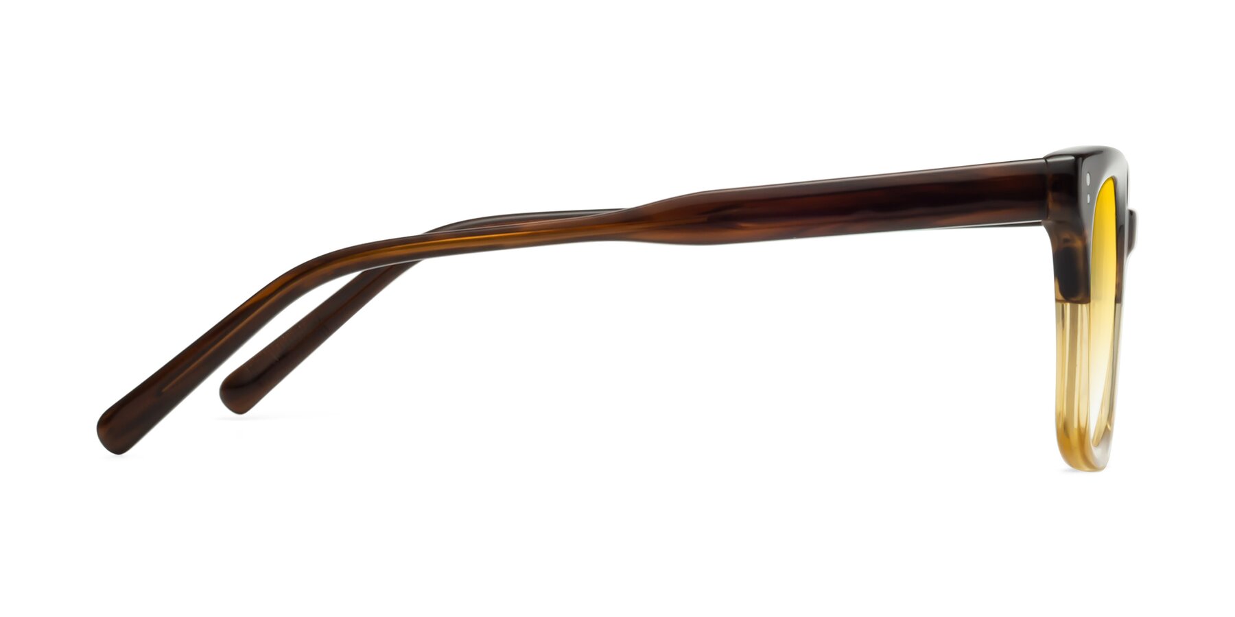 Side of Clark in Brown-Oak with Yellow Gradient Lenses