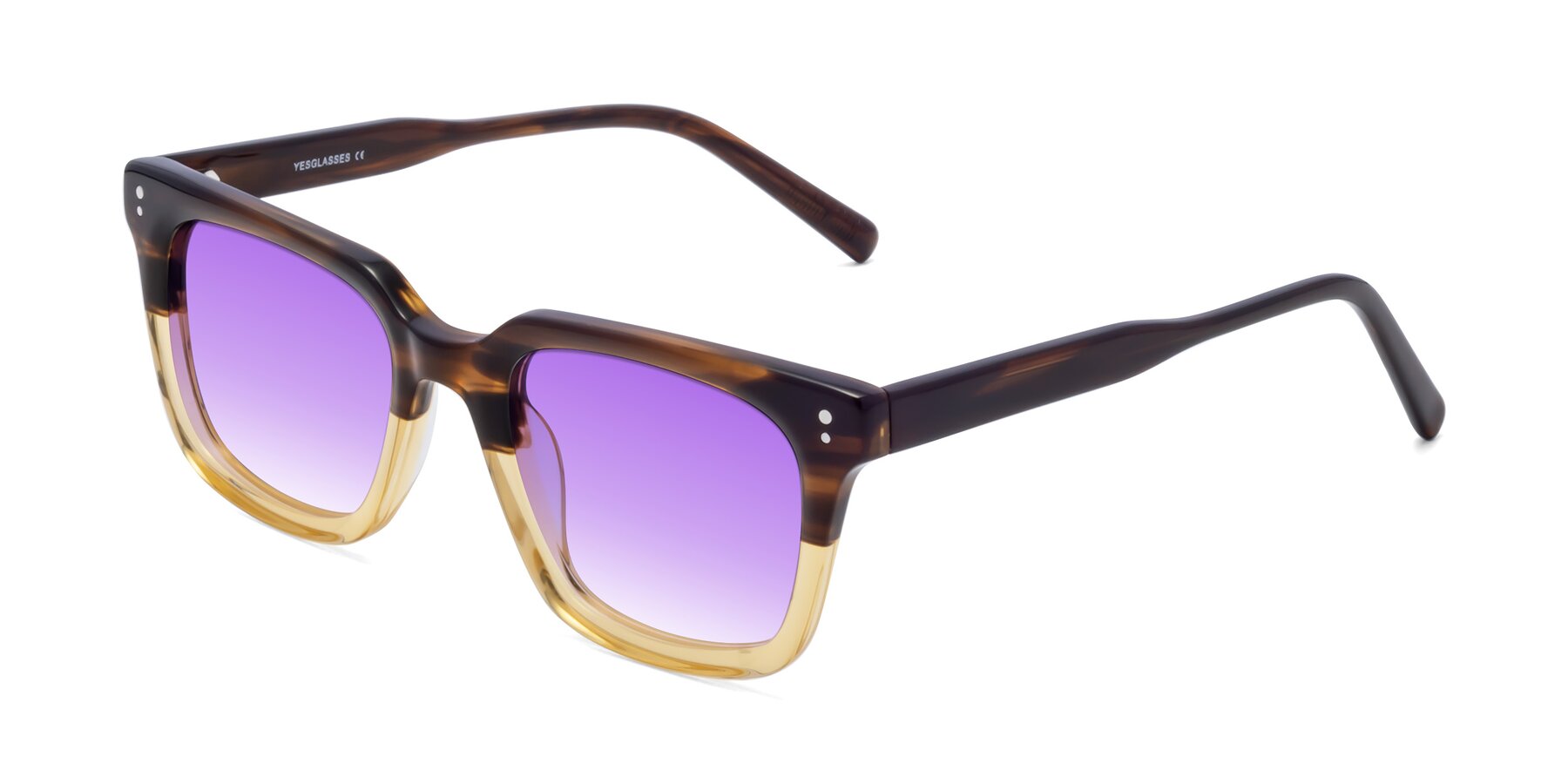 Angle of Clark in Brown-Oak with Purple Gradient Lenses