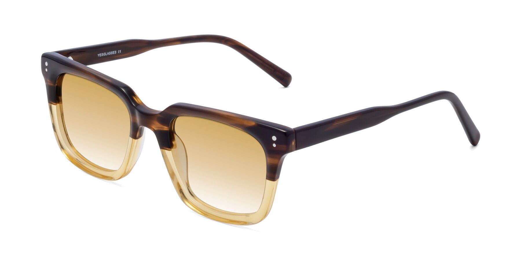 Angle of Clark in Brown-Oak with Champagne Gradient Lenses