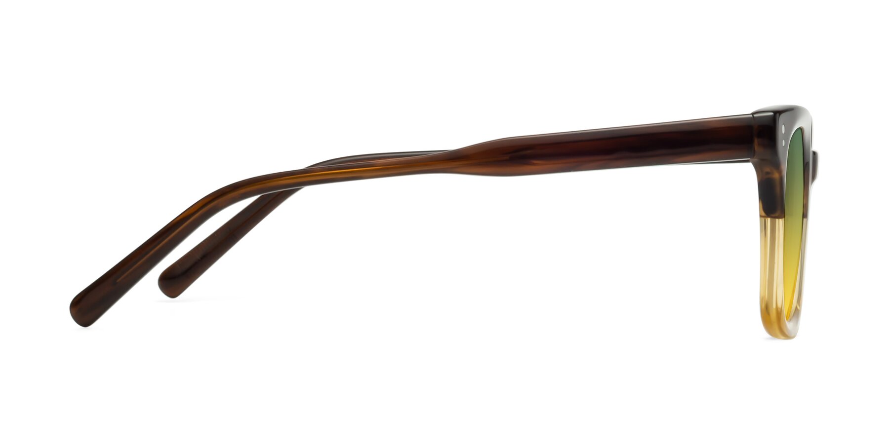 Side of Clark in Brown-Oak with Green / Yellow Gradient Lenses