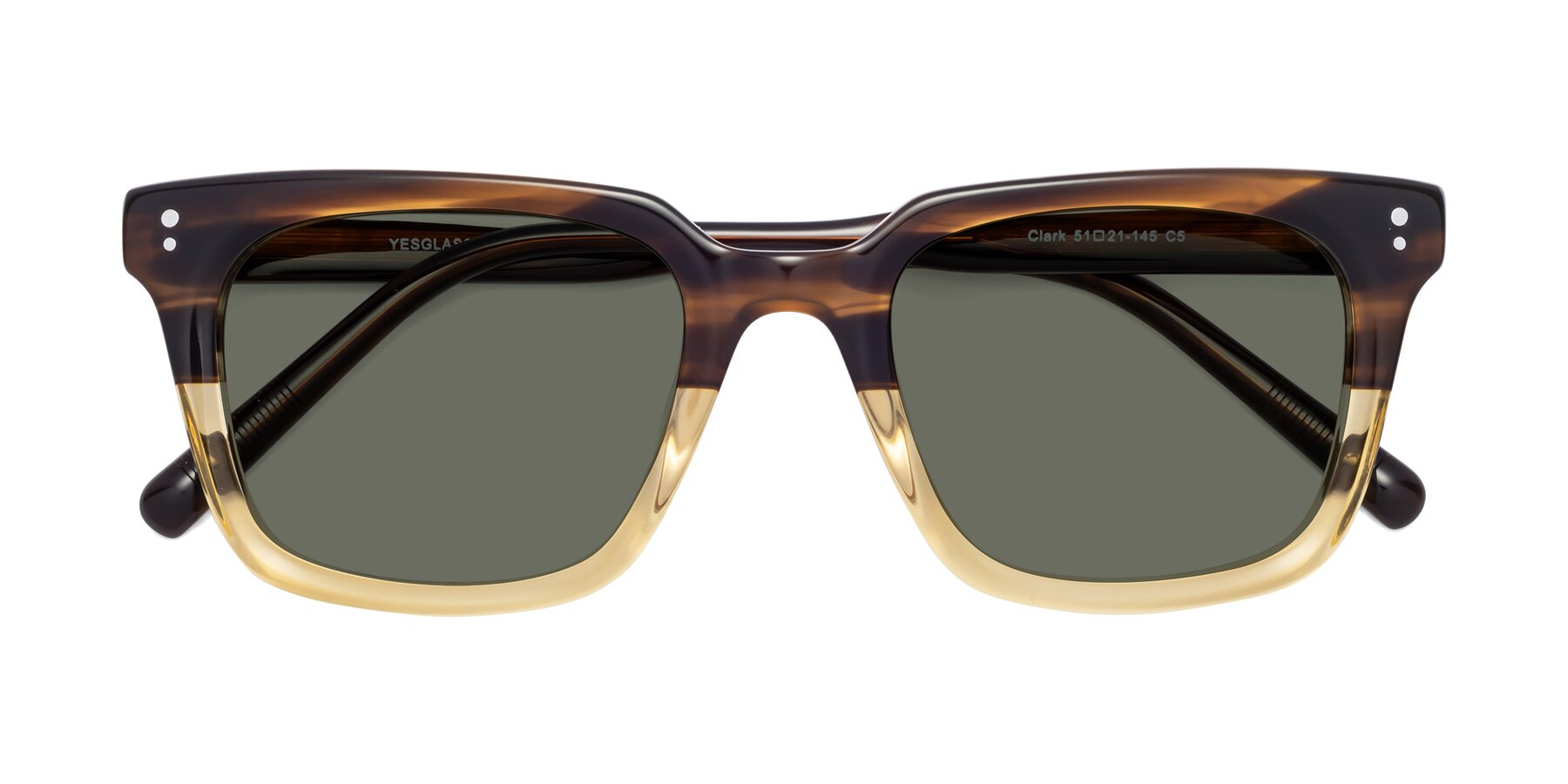 Folded Front of Clark in Brown-Oak with Gray Polarized Lenses