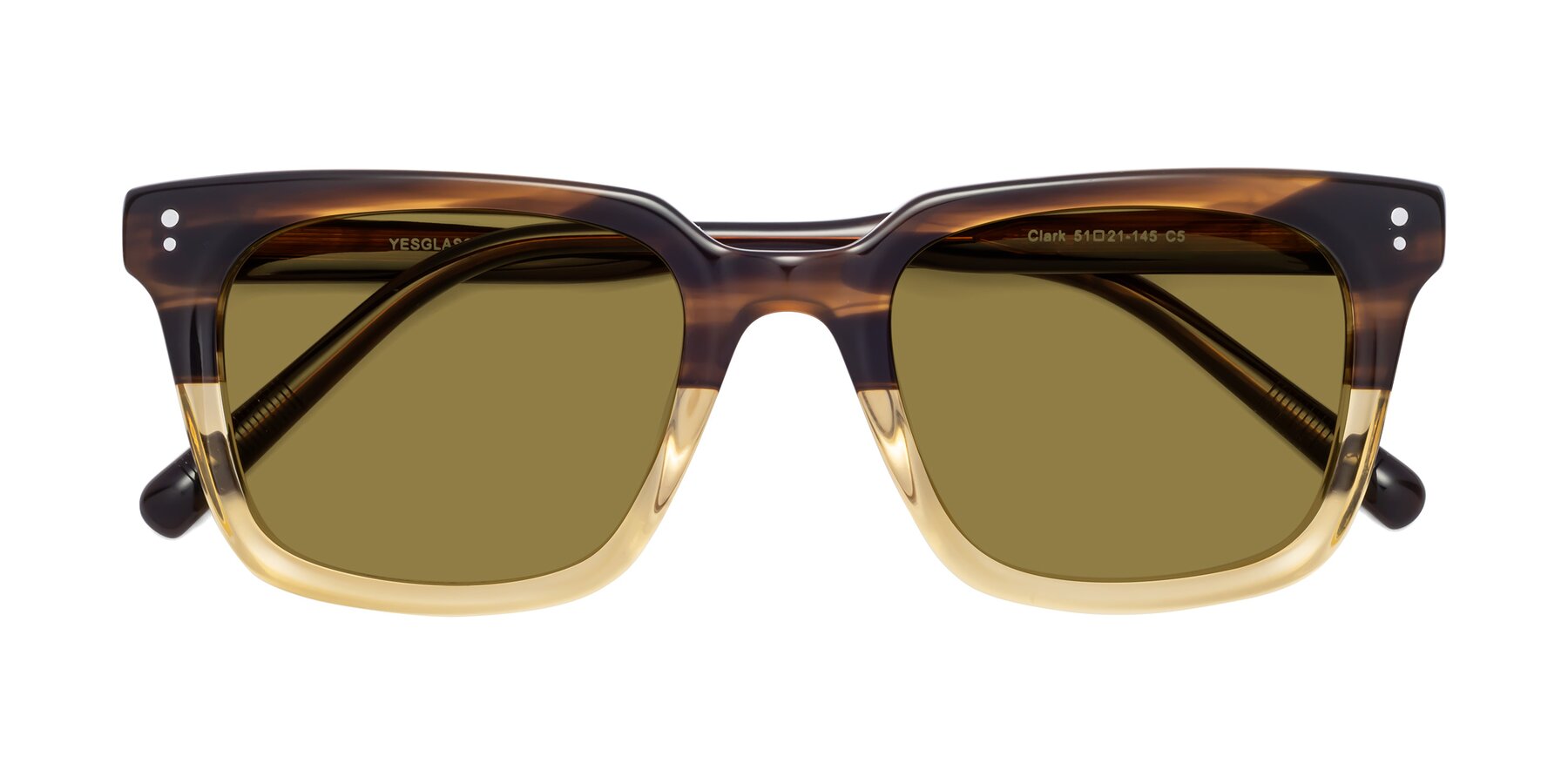 Folded Front of Clark in Brown-Oak with Brown Polarized Lenses