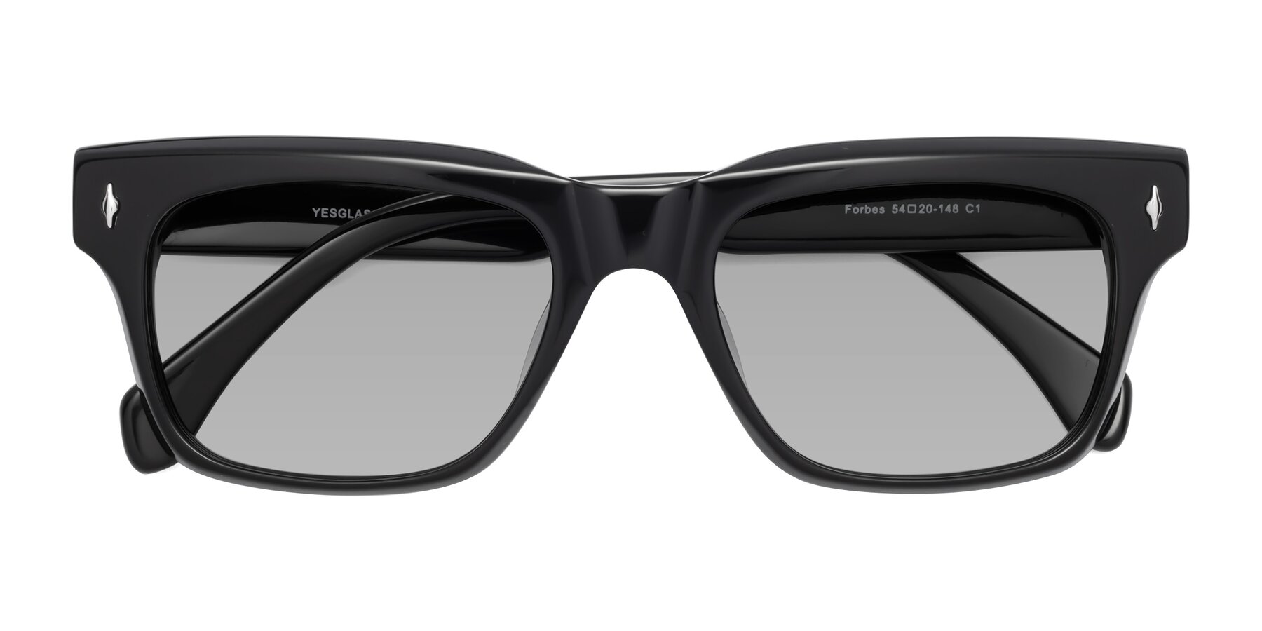 Folded Front of Forbes in Black with Light Gray Tinted Lenses