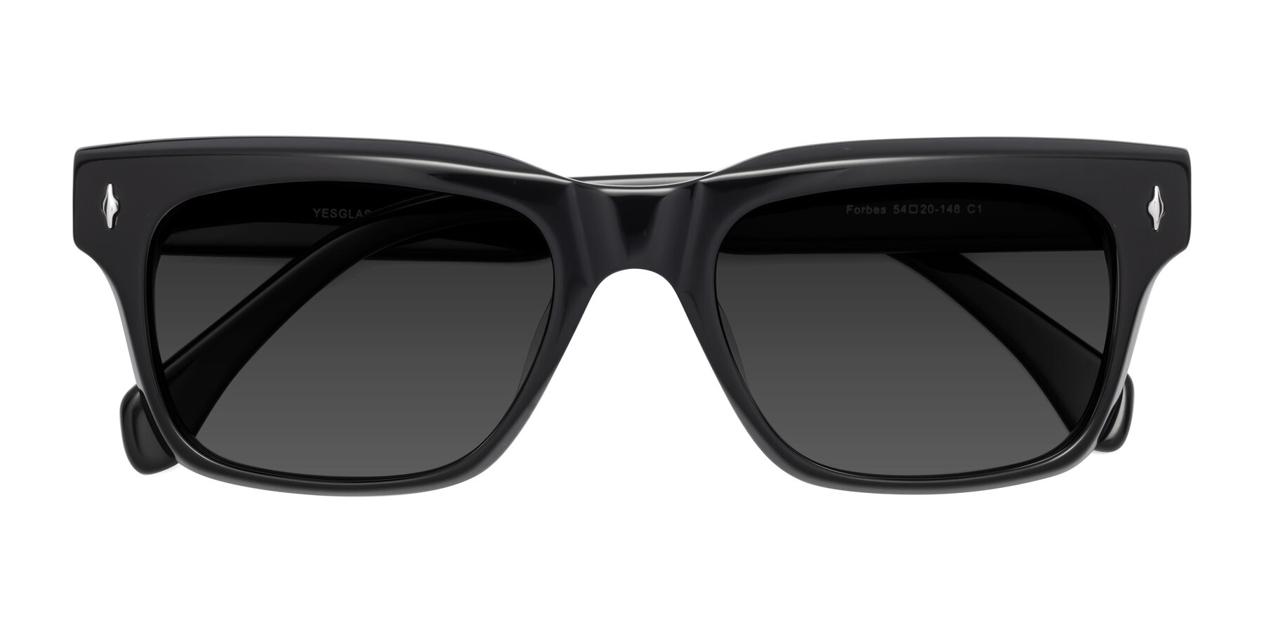 Folded Front of Forbes in Black with Gray Tinted Lenses