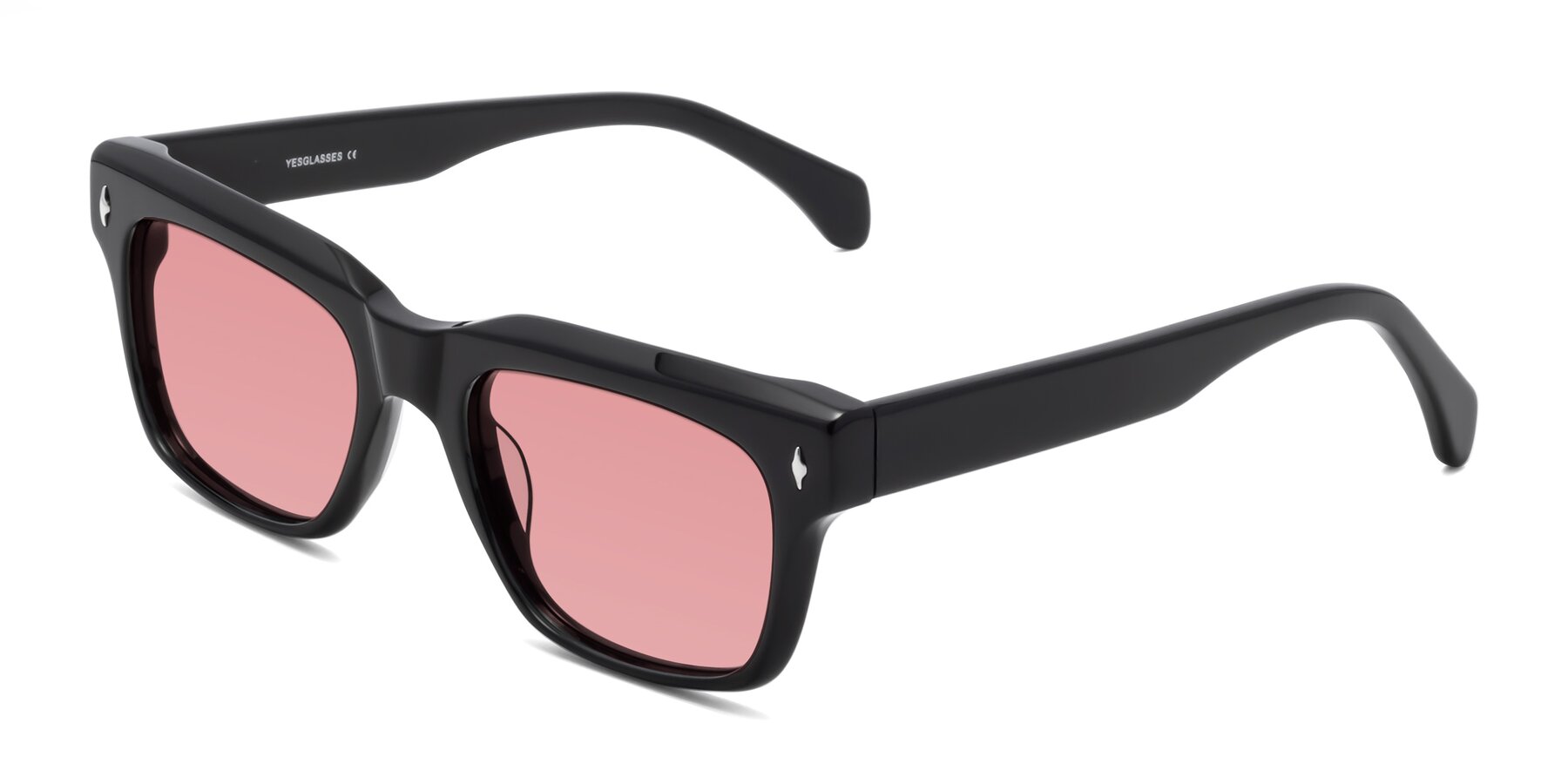 Angle of Forbes in Black with Medium Garnet Tinted Lenses