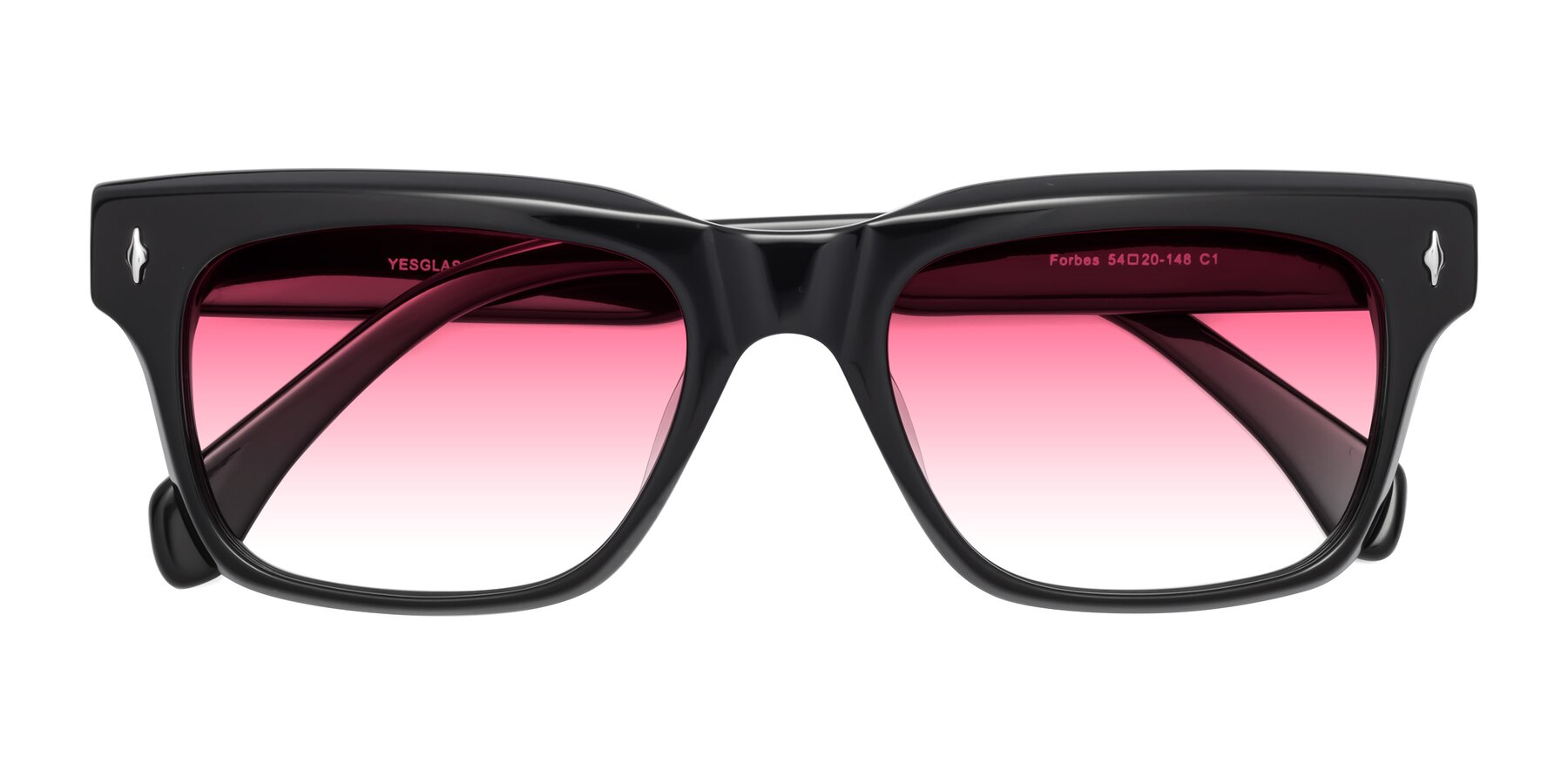 Folded Front of Forbes in Black with Pink Gradient Lenses