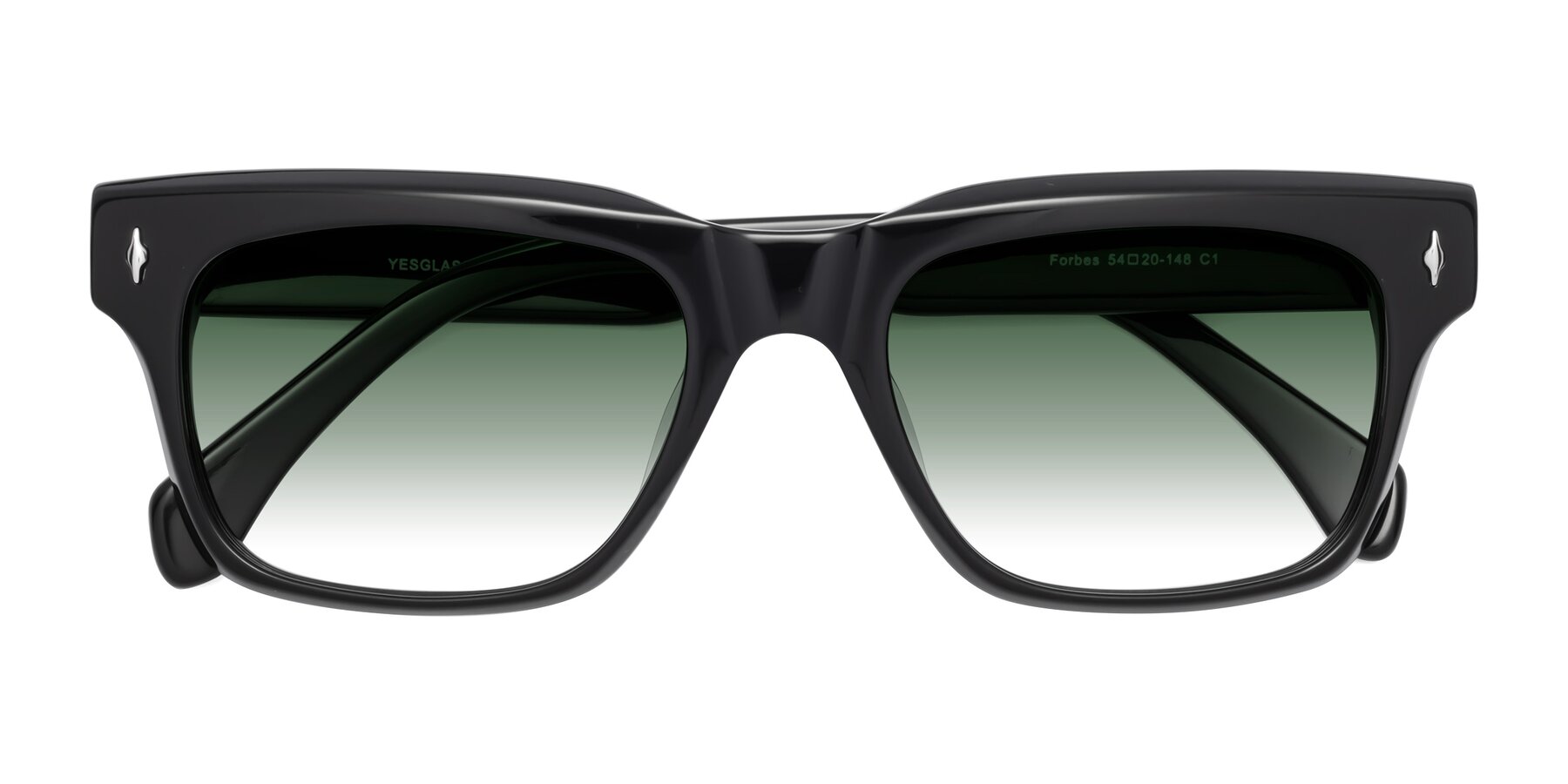 Folded Front of Forbes in Black with Green Gradient Lenses