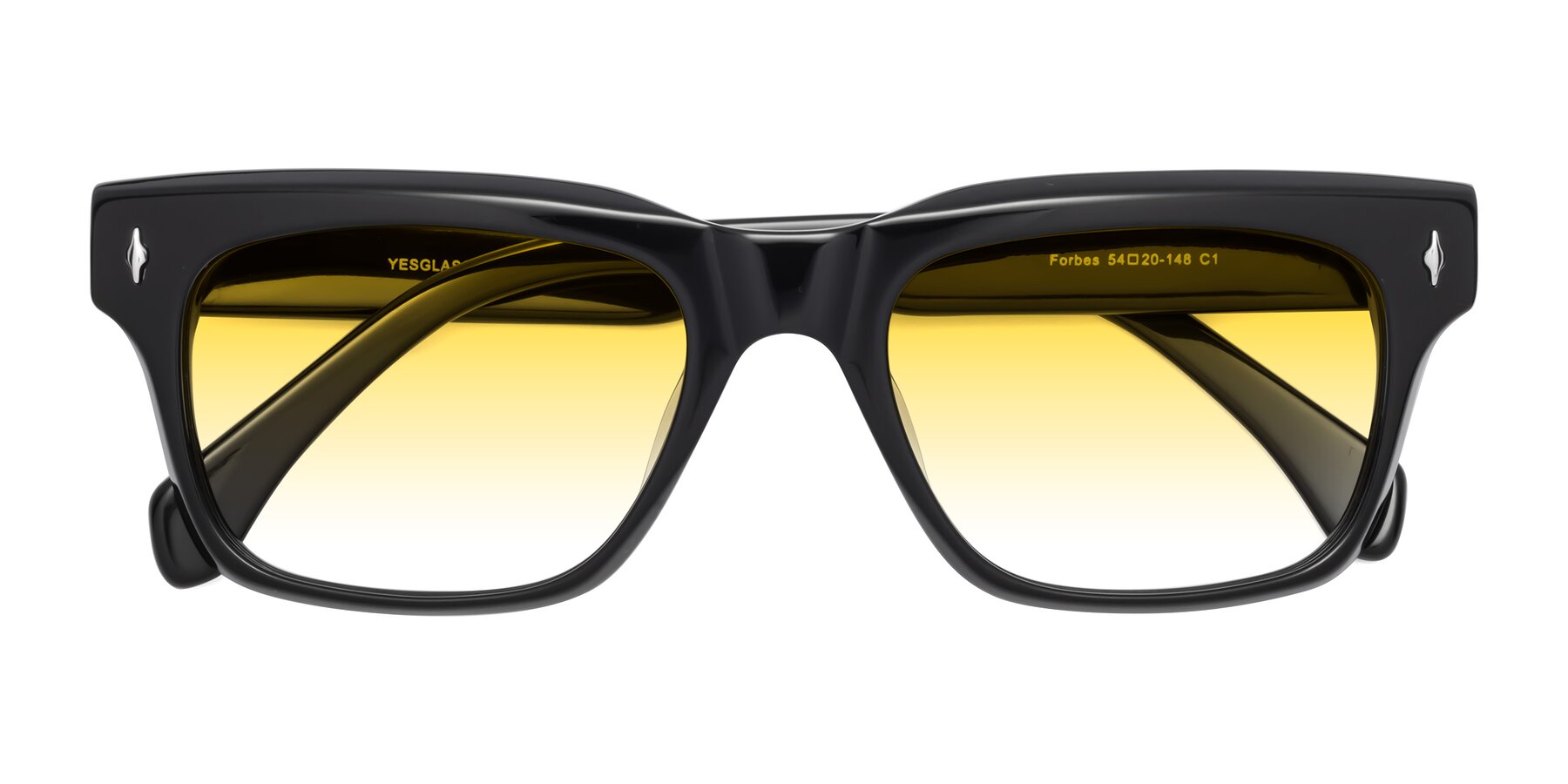 Folded Front of Forbes in Black with Yellow Gradient Lenses