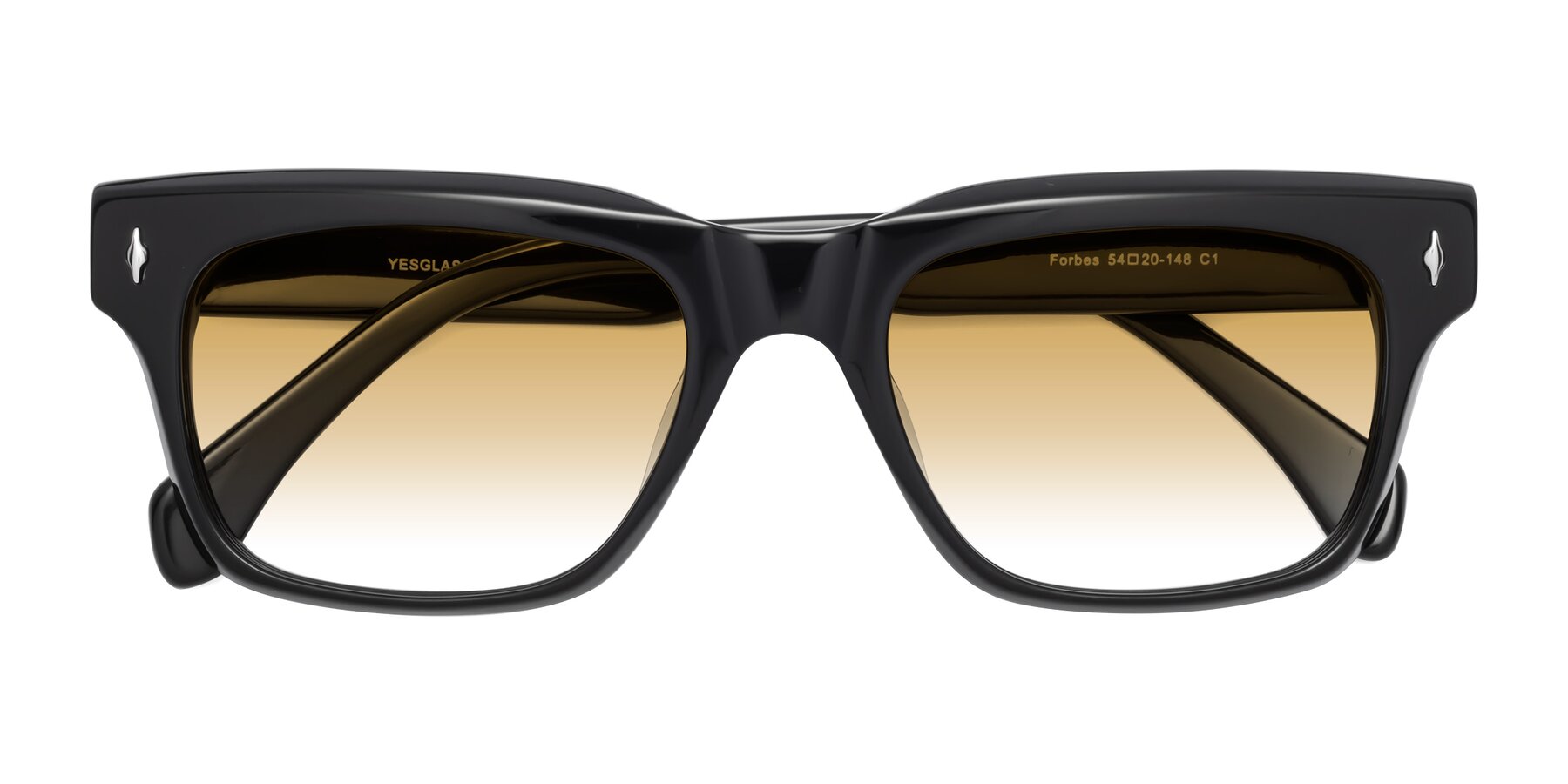 Folded Front of Forbes in Black with Champagne Gradient Lenses