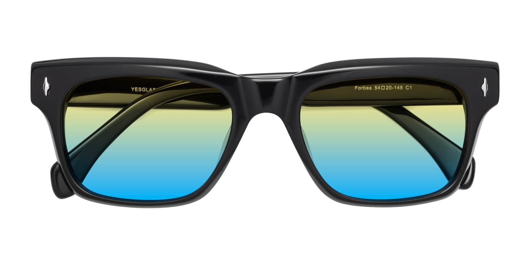 Folded Front of Forbes in Black with Yellow / Blue Gradient Lenses