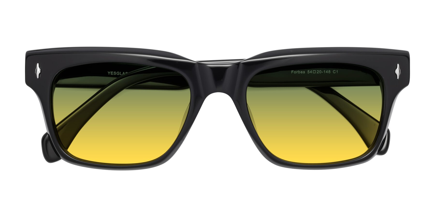Folded Front of Forbes in Black with Green / Yellow Gradient Lenses