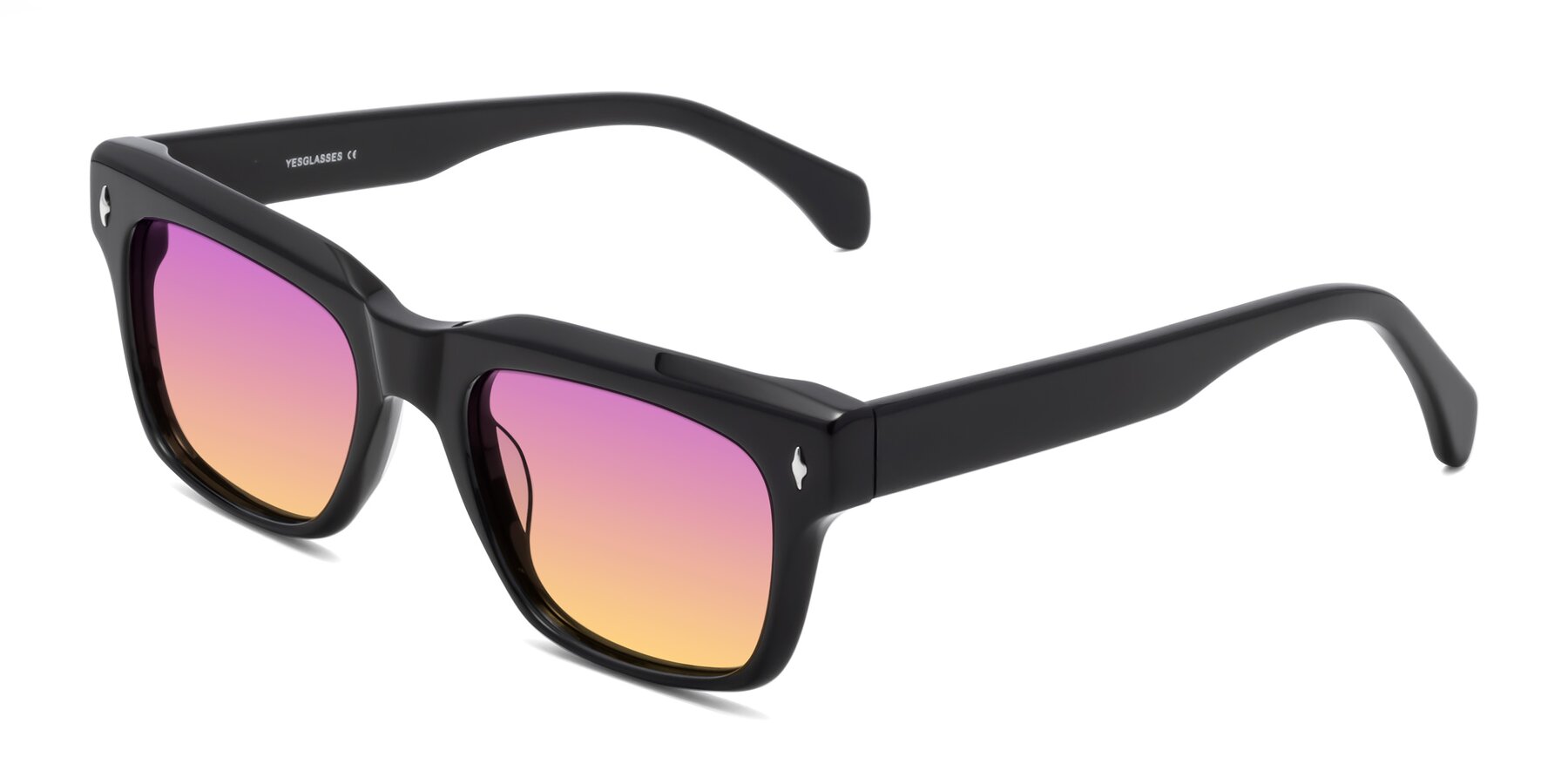 Angle of Forbes in Black with Purple / Yellow Gradient Lenses