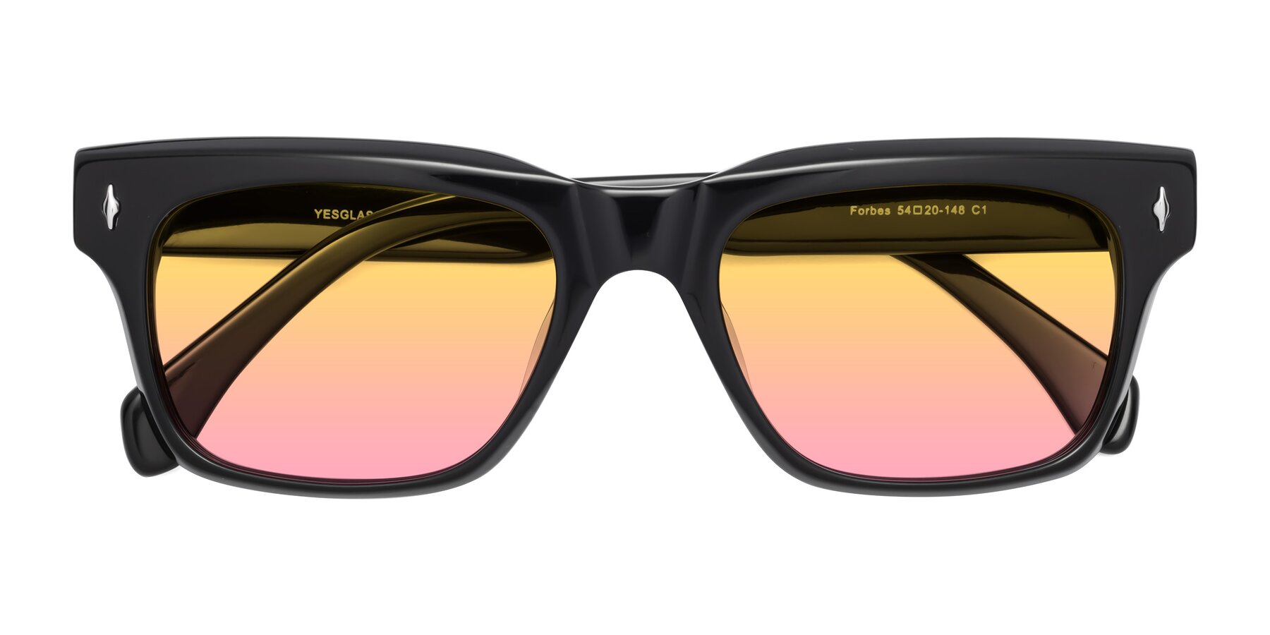 Folded Front of Forbes in Black with Yellow / Pink Gradient Lenses