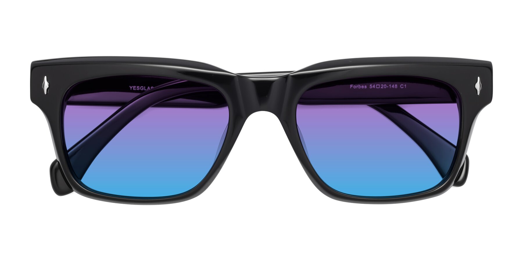 Folded Front of Forbes in Black with Purple / Blue Gradient Lenses