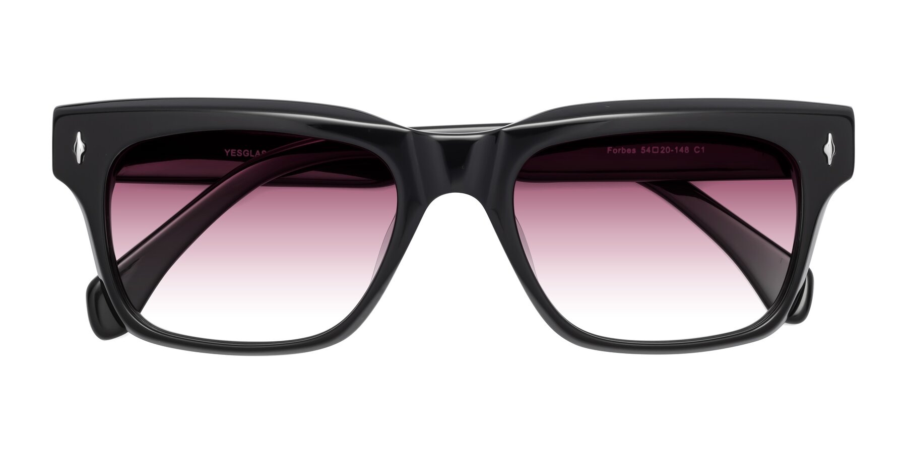 Folded Front of Forbes in Black with Wine Gradient Lenses