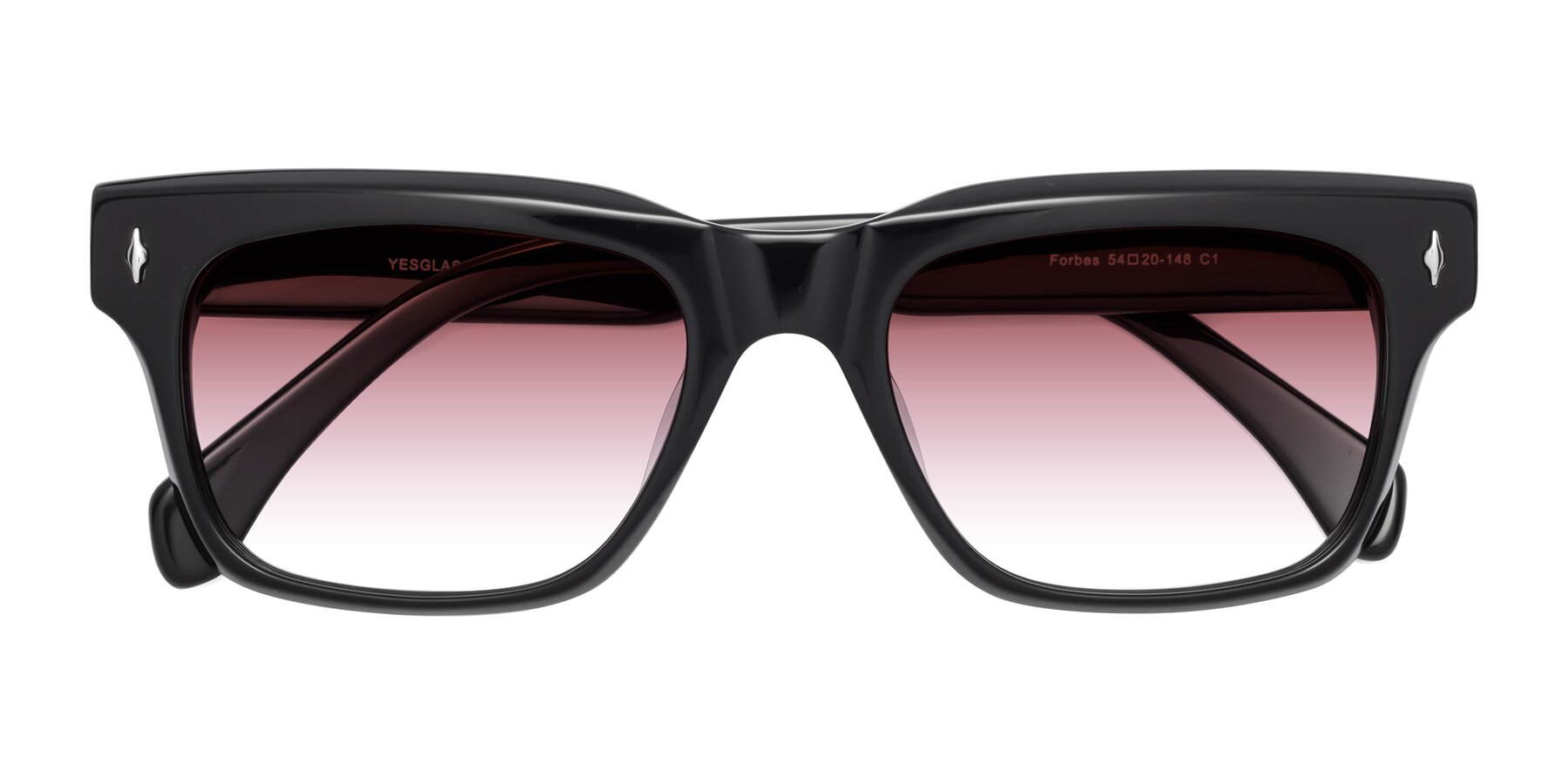 Folded Front of Forbes in Black with Garnet Gradient Lenses