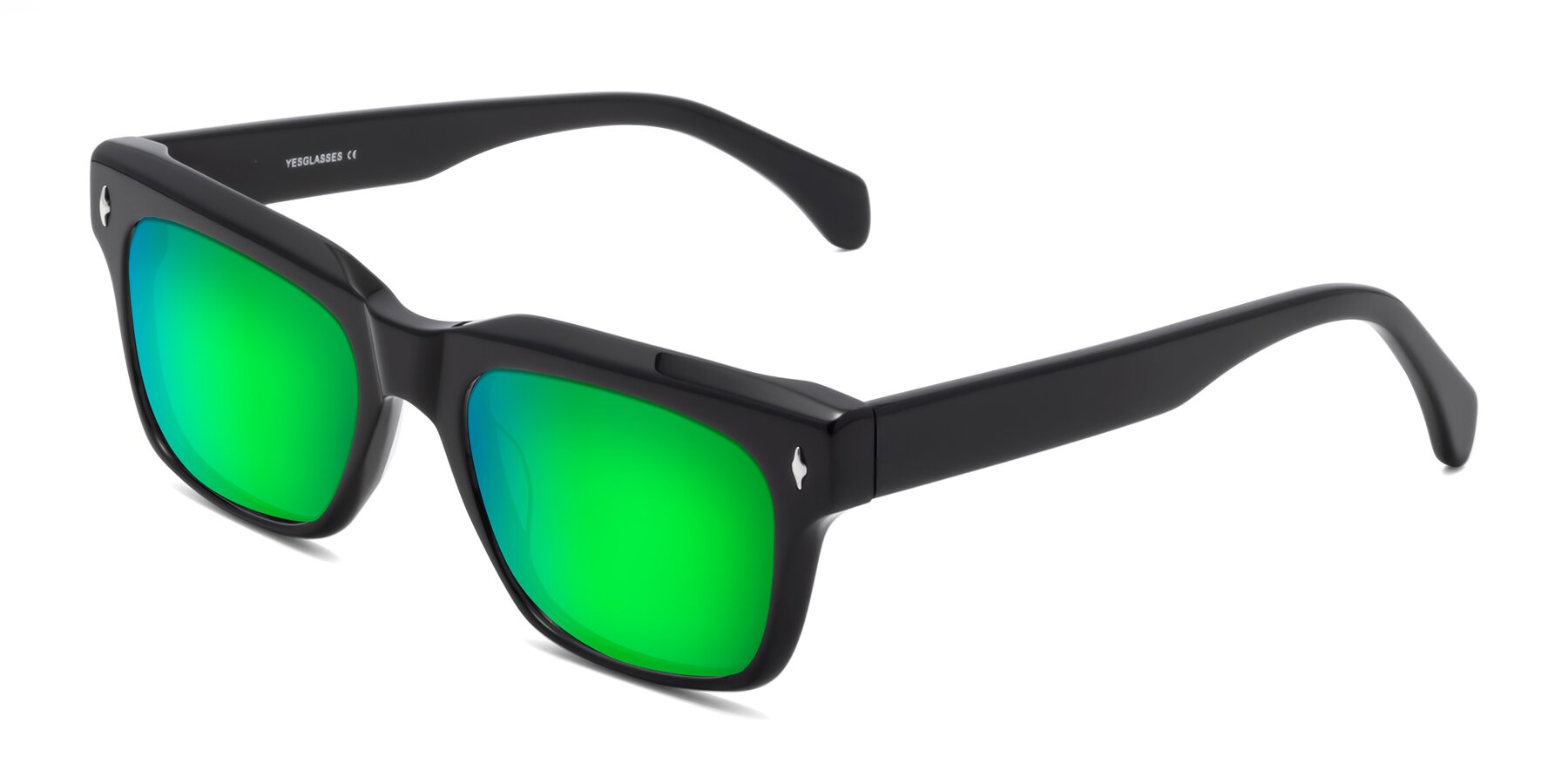Angle of Forbes in Black with Green Mirrored Lenses