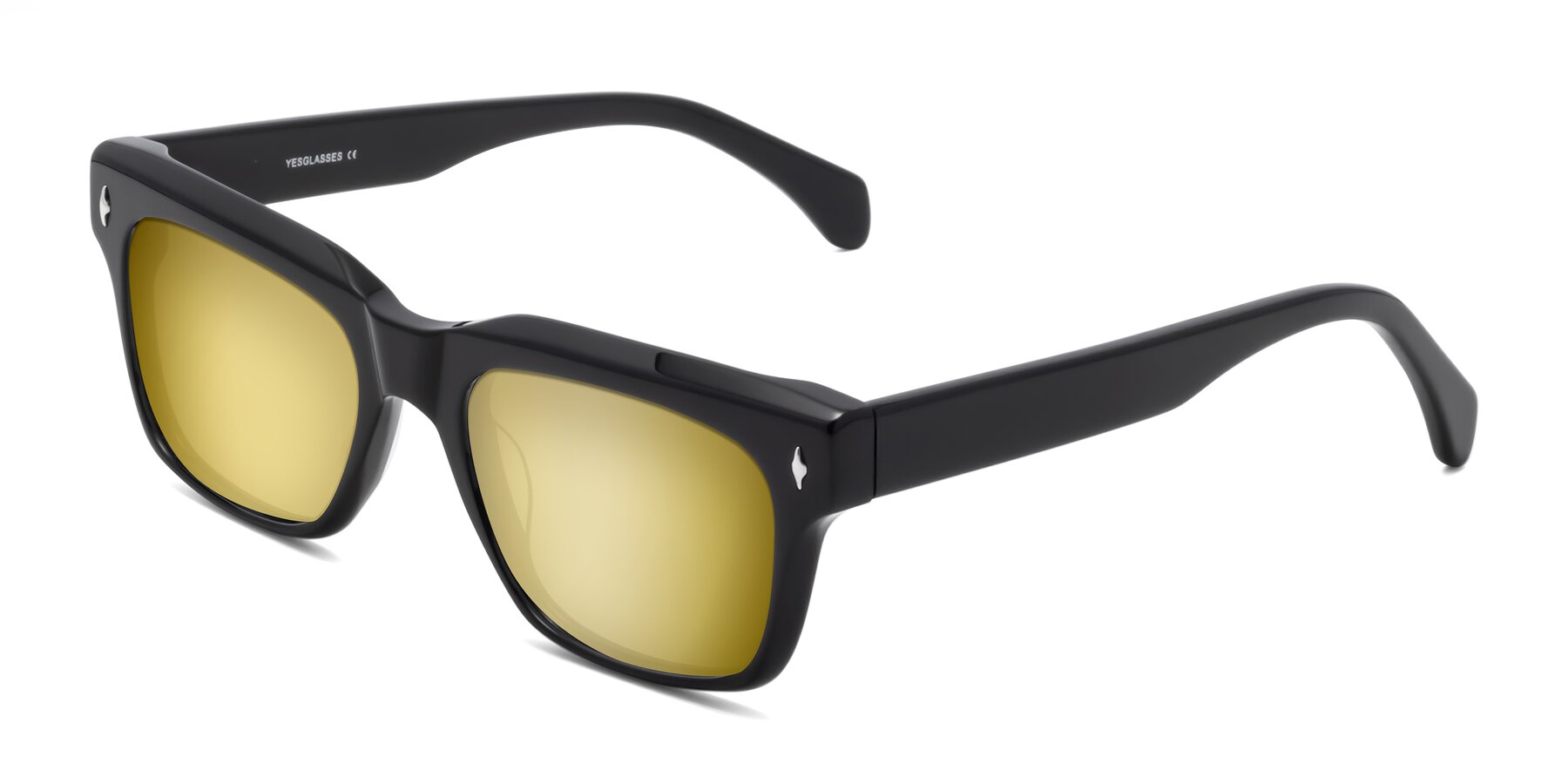 Angle of Forbes in Black with Gold Mirrored Lenses