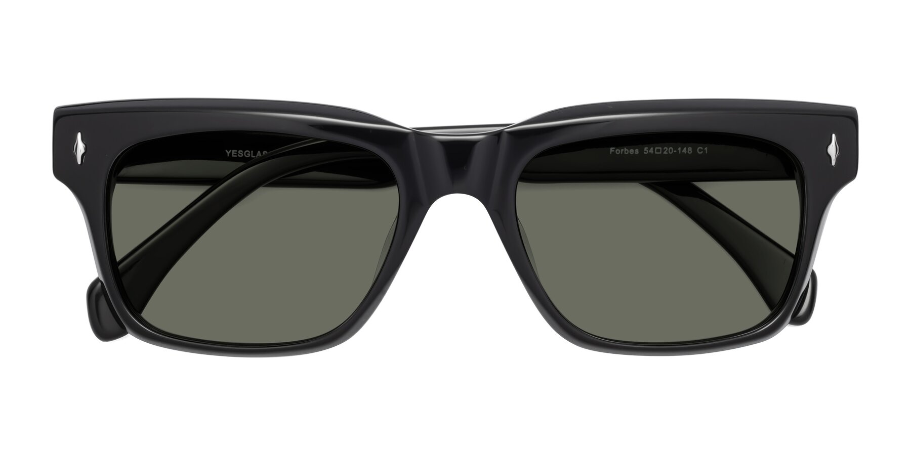 Folded Front of Forbes in Black with Gray Polarized Lenses
