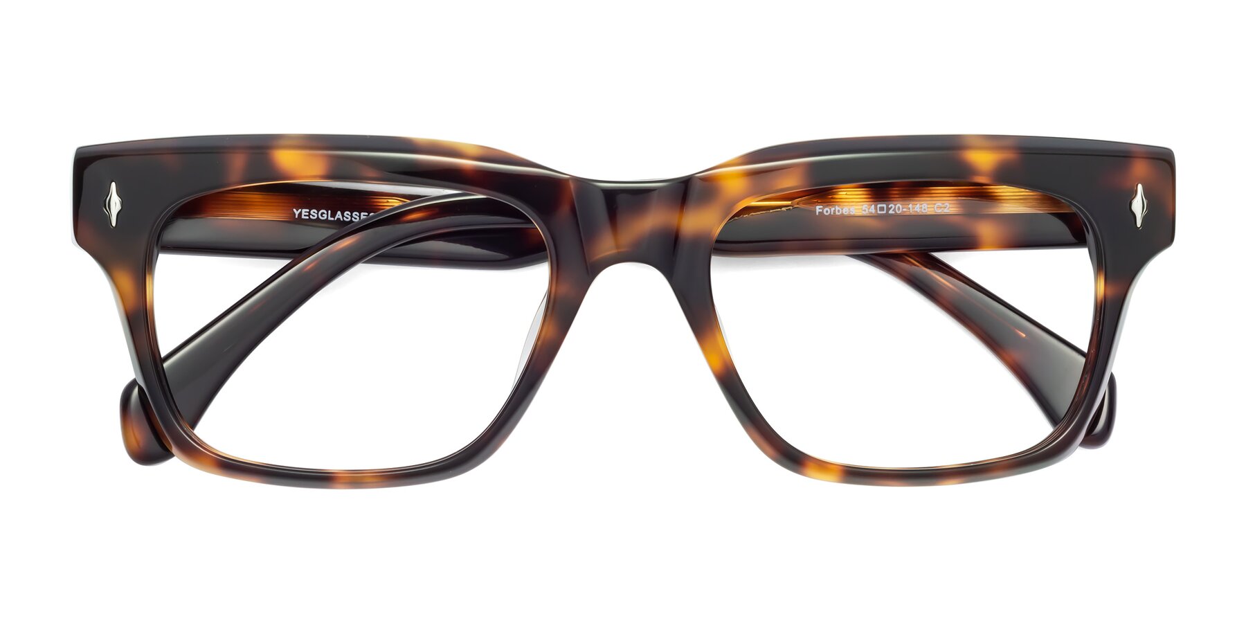 Folded Front of Forbes in Tortoise with Clear Eyeglass Lenses