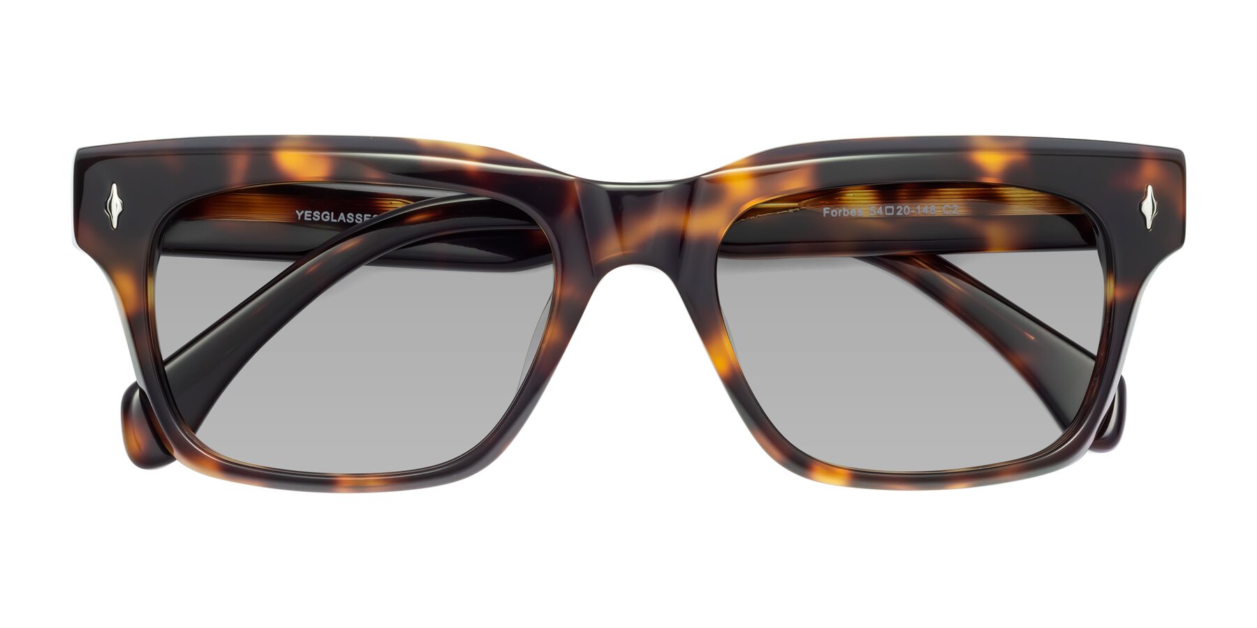 Folded Front of Forbes in Tortoise with Light Gray Tinted Lenses