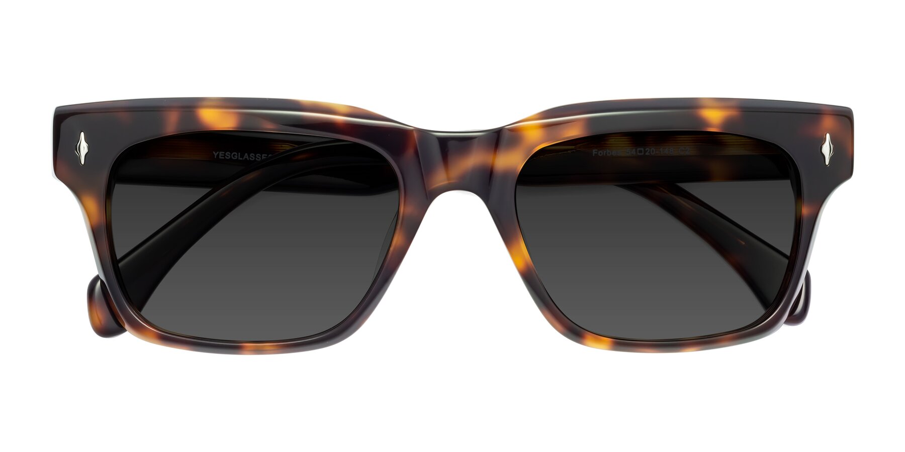 Folded Front of Forbes in Tortoise with Gray Tinted Lenses