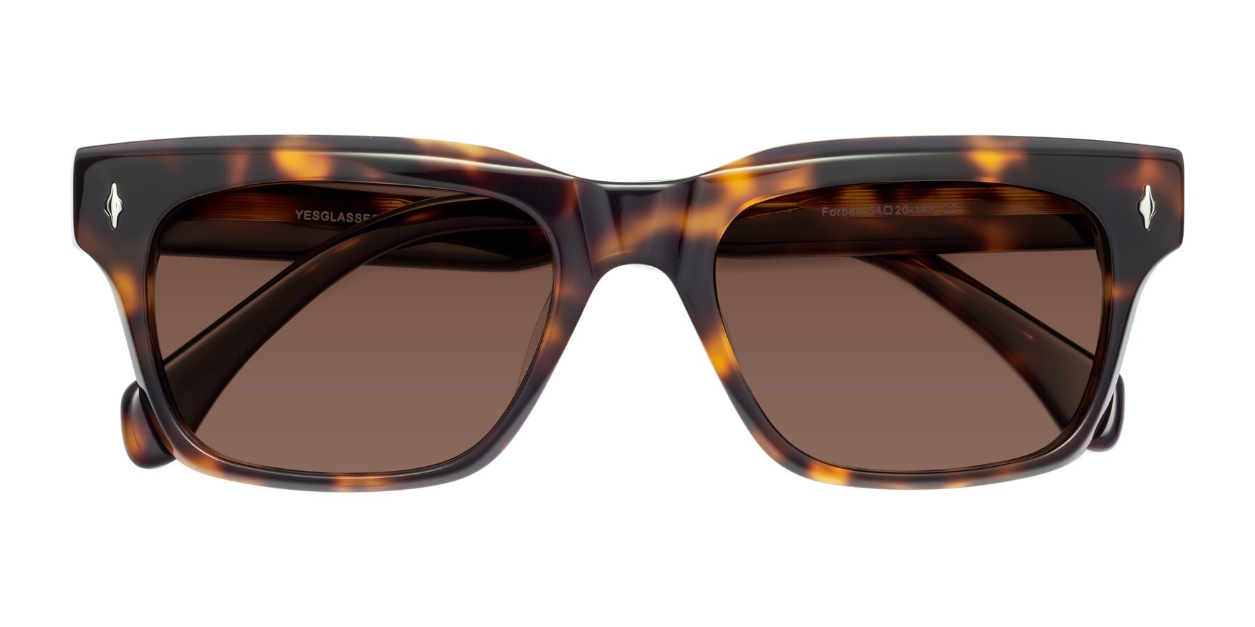 Folded Front of Forbes in Tortoise with Brown Tinted Lenses