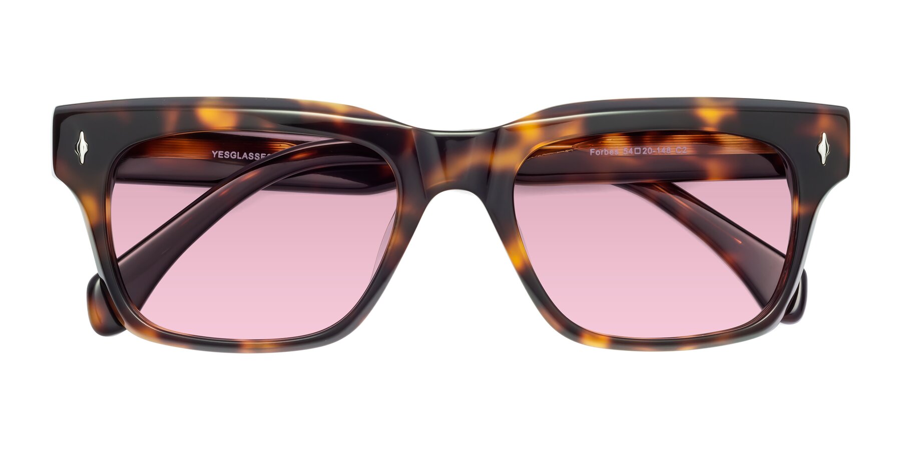 Folded Front of Forbes in Tortoise with Light Wine Tinted Lenses