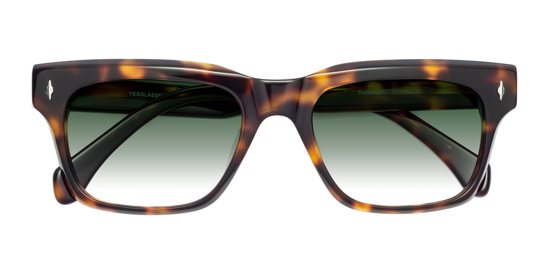 Folded Front of Forbes in Tortoise with Green Gradient Lenses