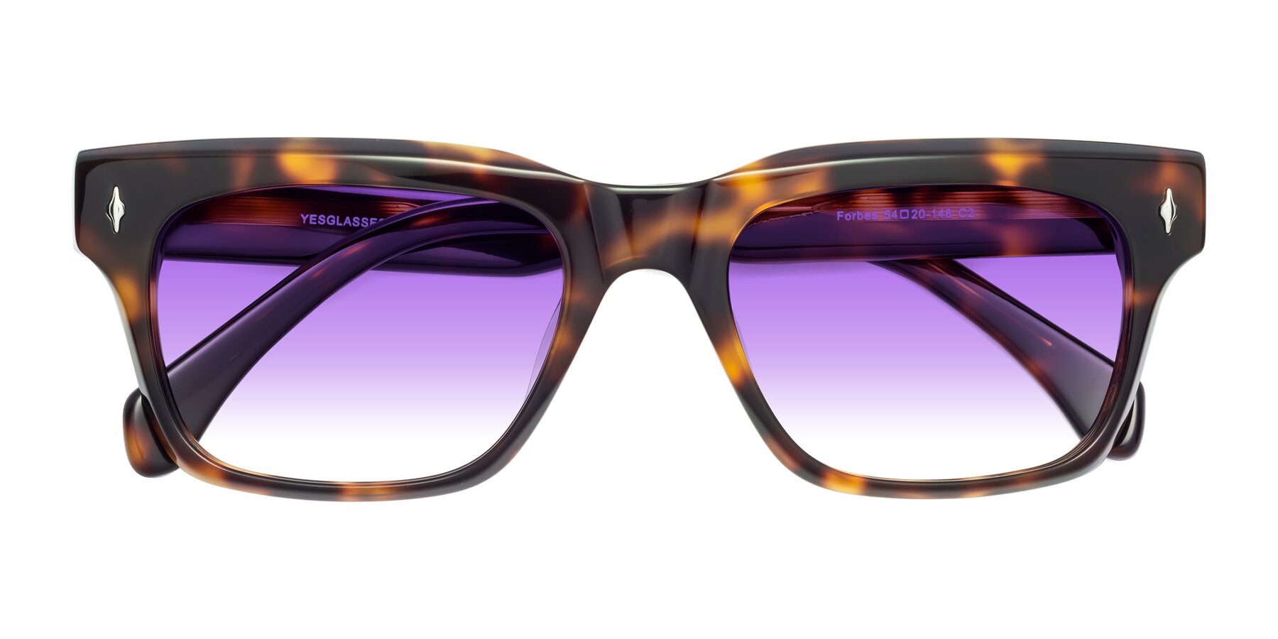 Folded Front of Forbes in Tortoise with Purple Gradient Lenses