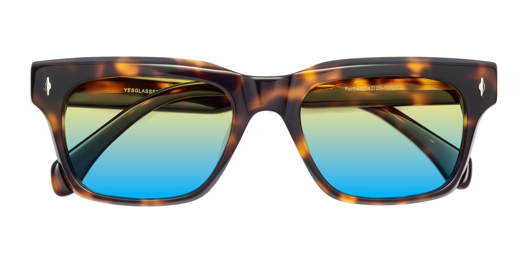 Folded Front of Forbes in Tortoise with Yellow / Blue Gradient Lenses