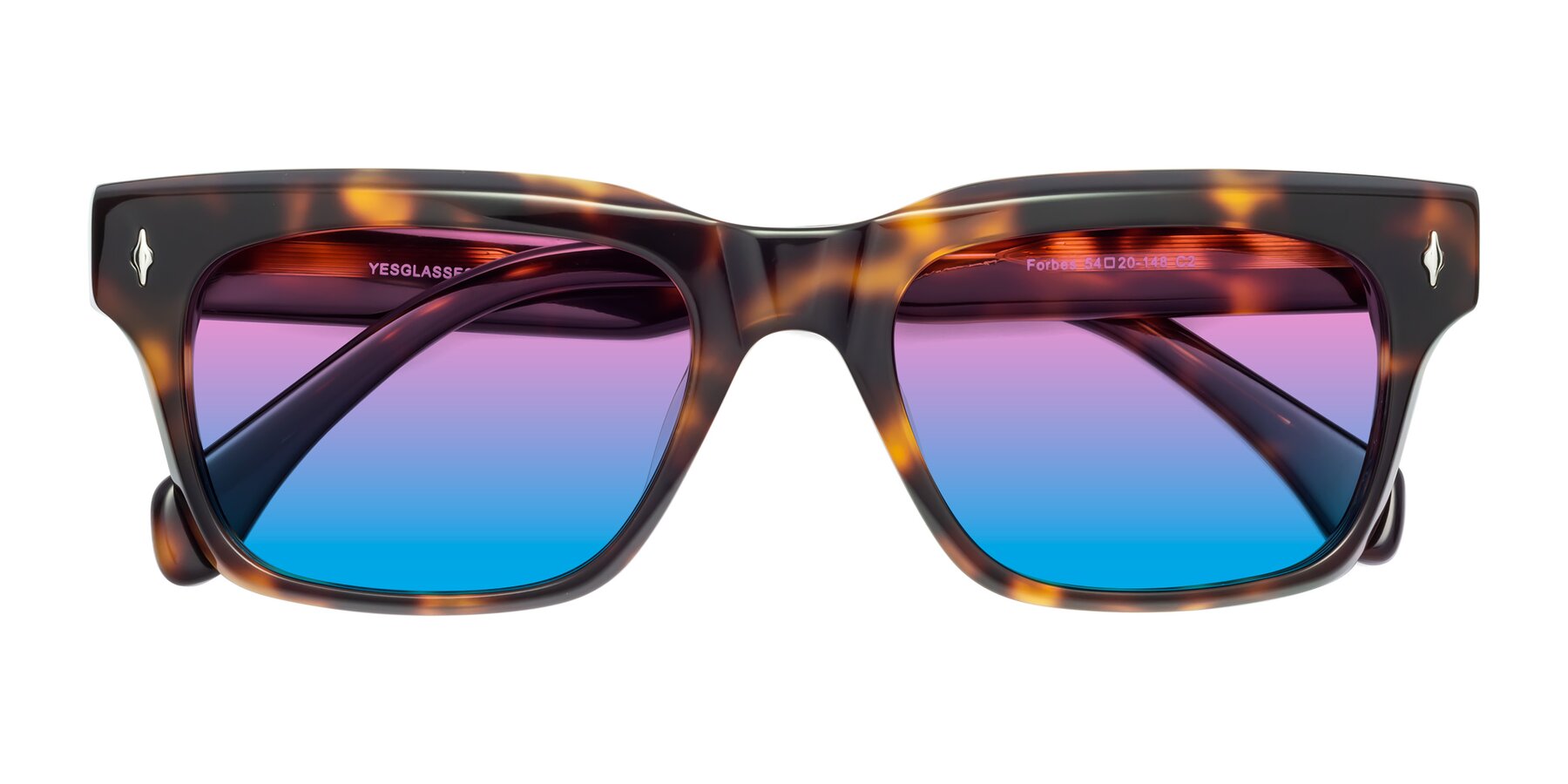 Folded Front of Forbes in Tortoise with Pink / Blue Gradient Lenses